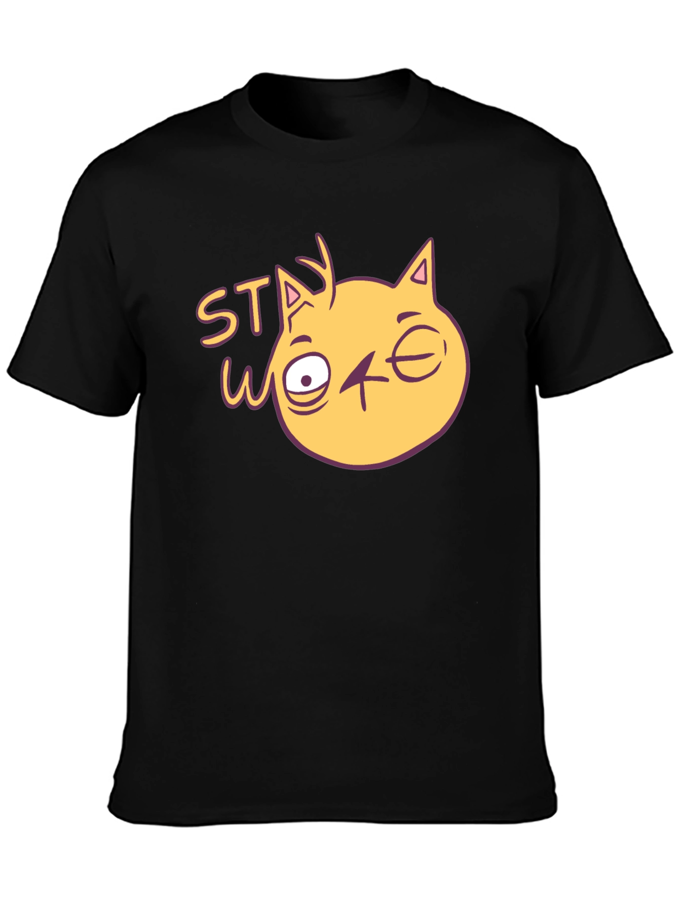 Stay Woke Cat Graphic T-Shirt