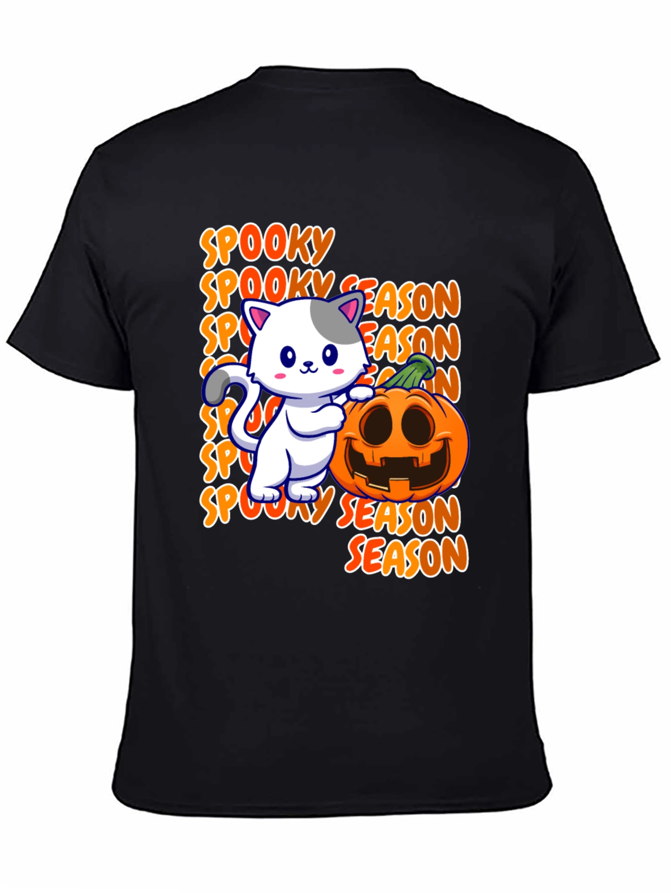 Spooky Season Cat & Pumpkin Graphic Tee