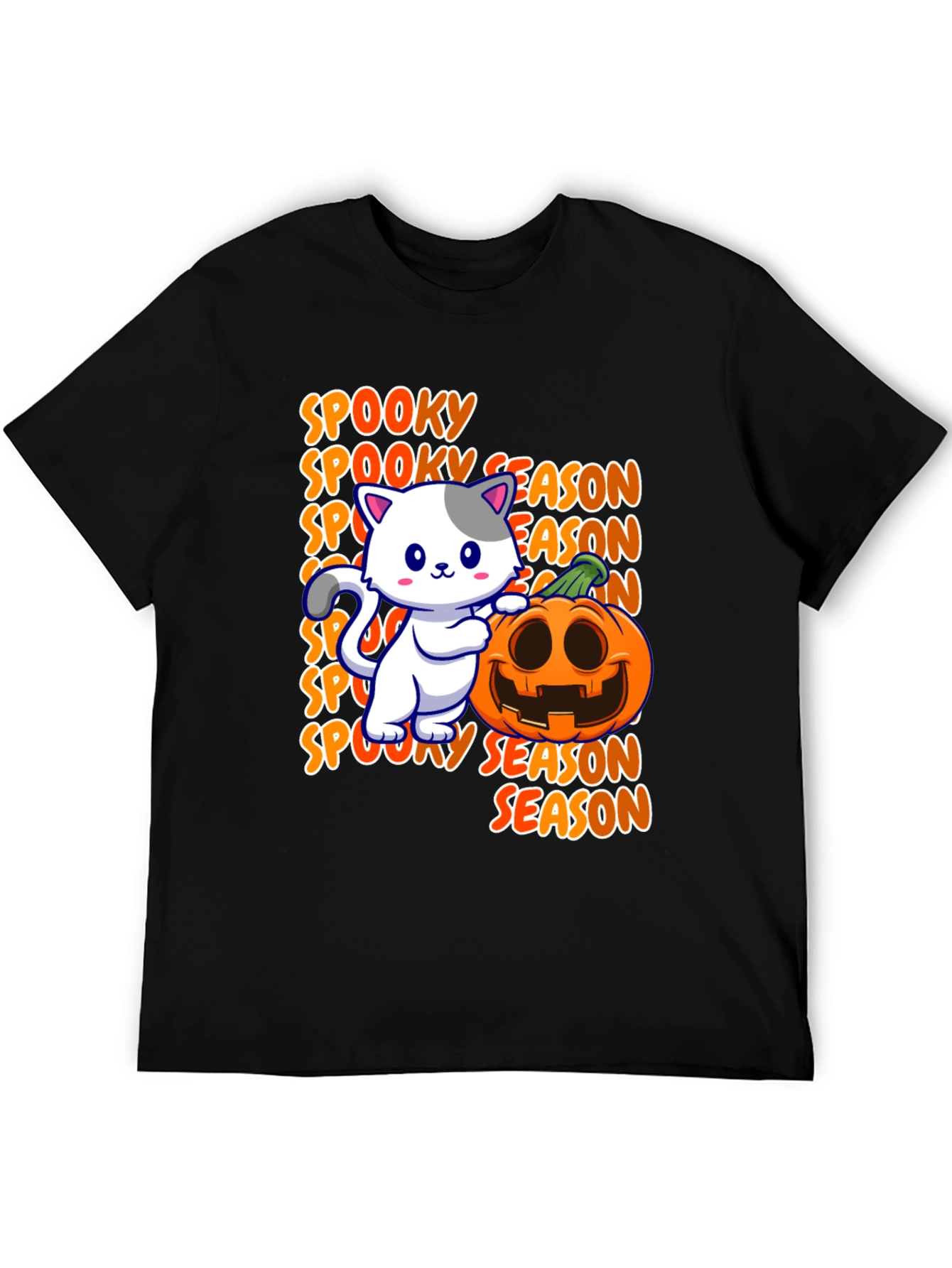 Spooky Season Cat & Pumpkin Graphic Tee