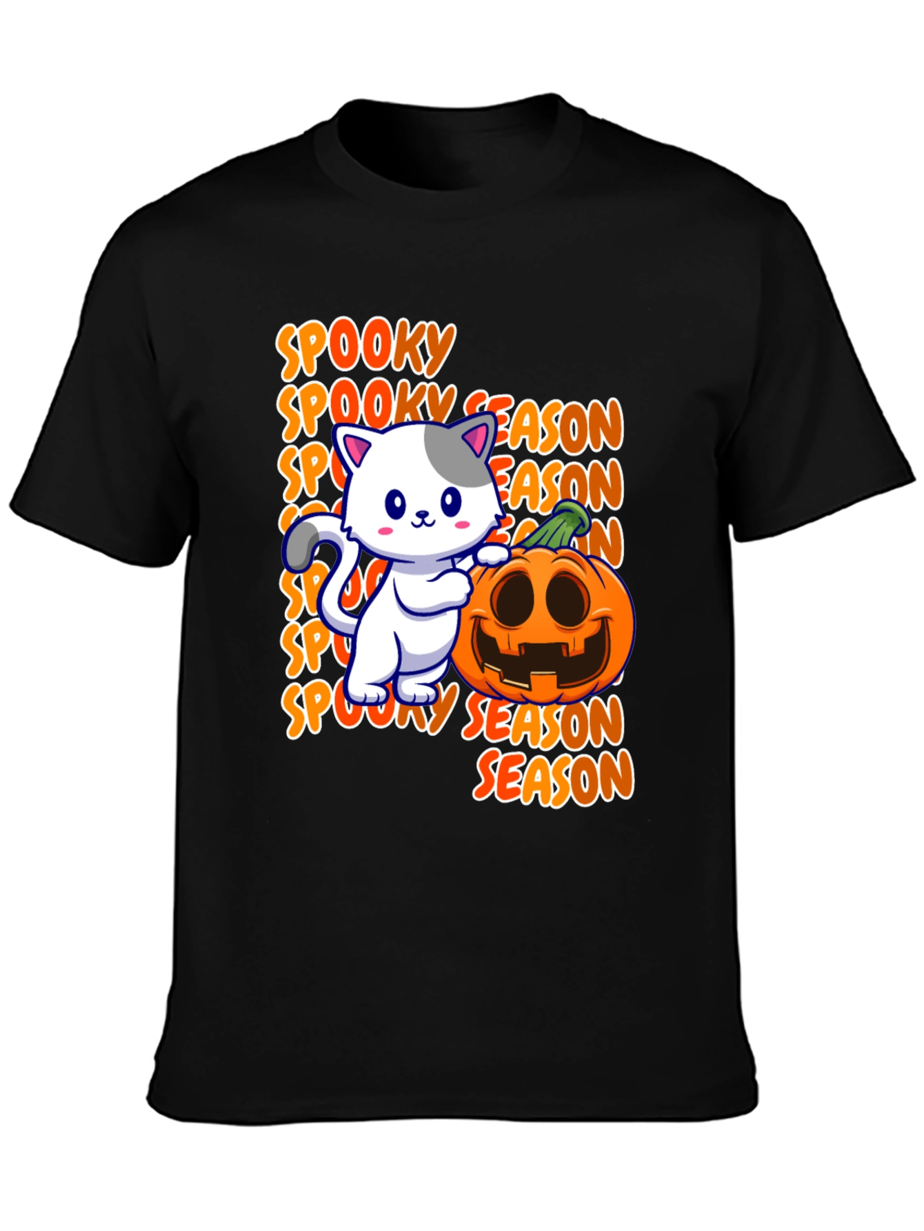 Spooky Season Cat & Pumpkin Graphic Tee
