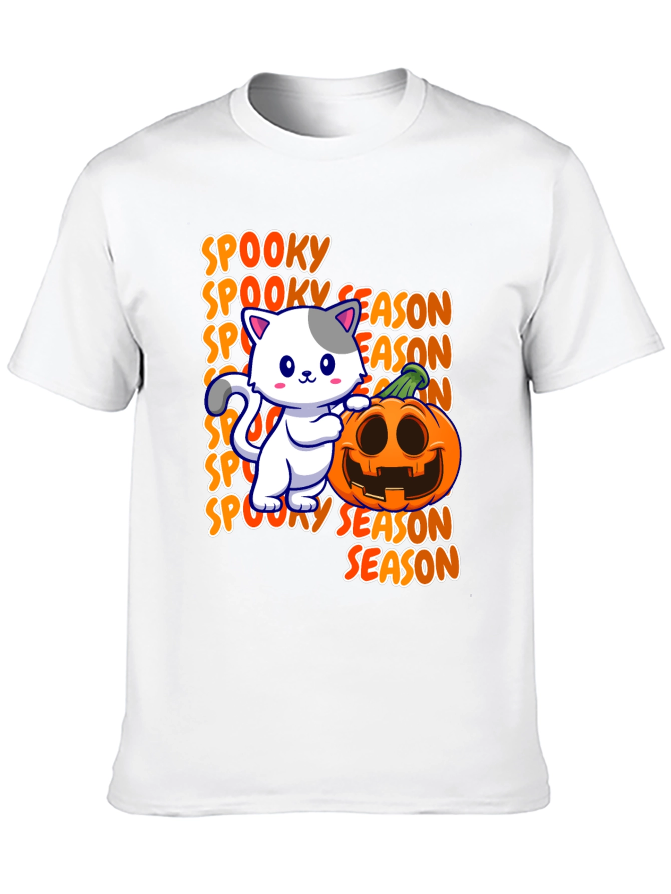 Spooky Season Cat & Pumpkin Graphic Tee
