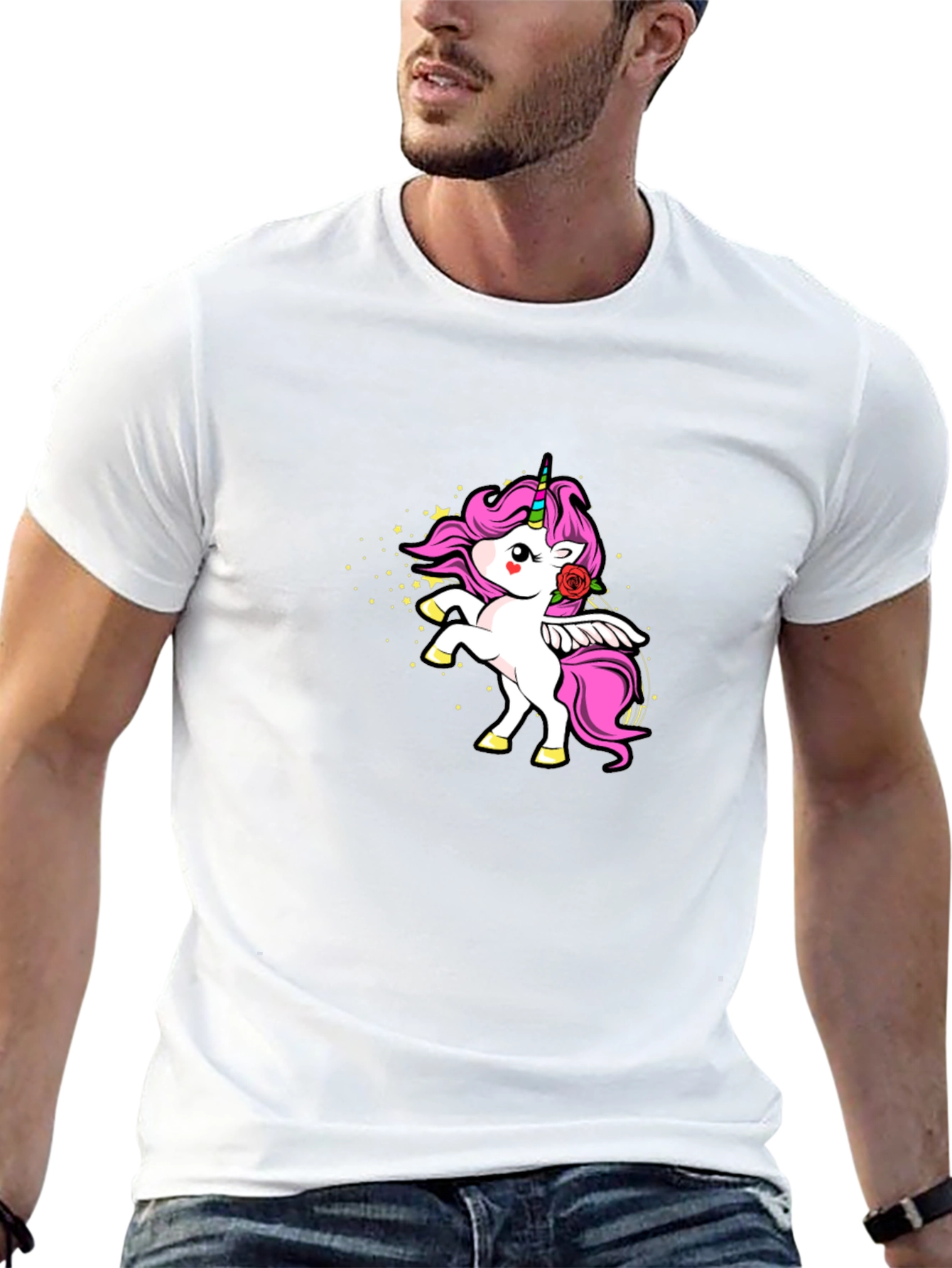Unicorn Rose Graphic Black T-Shirt