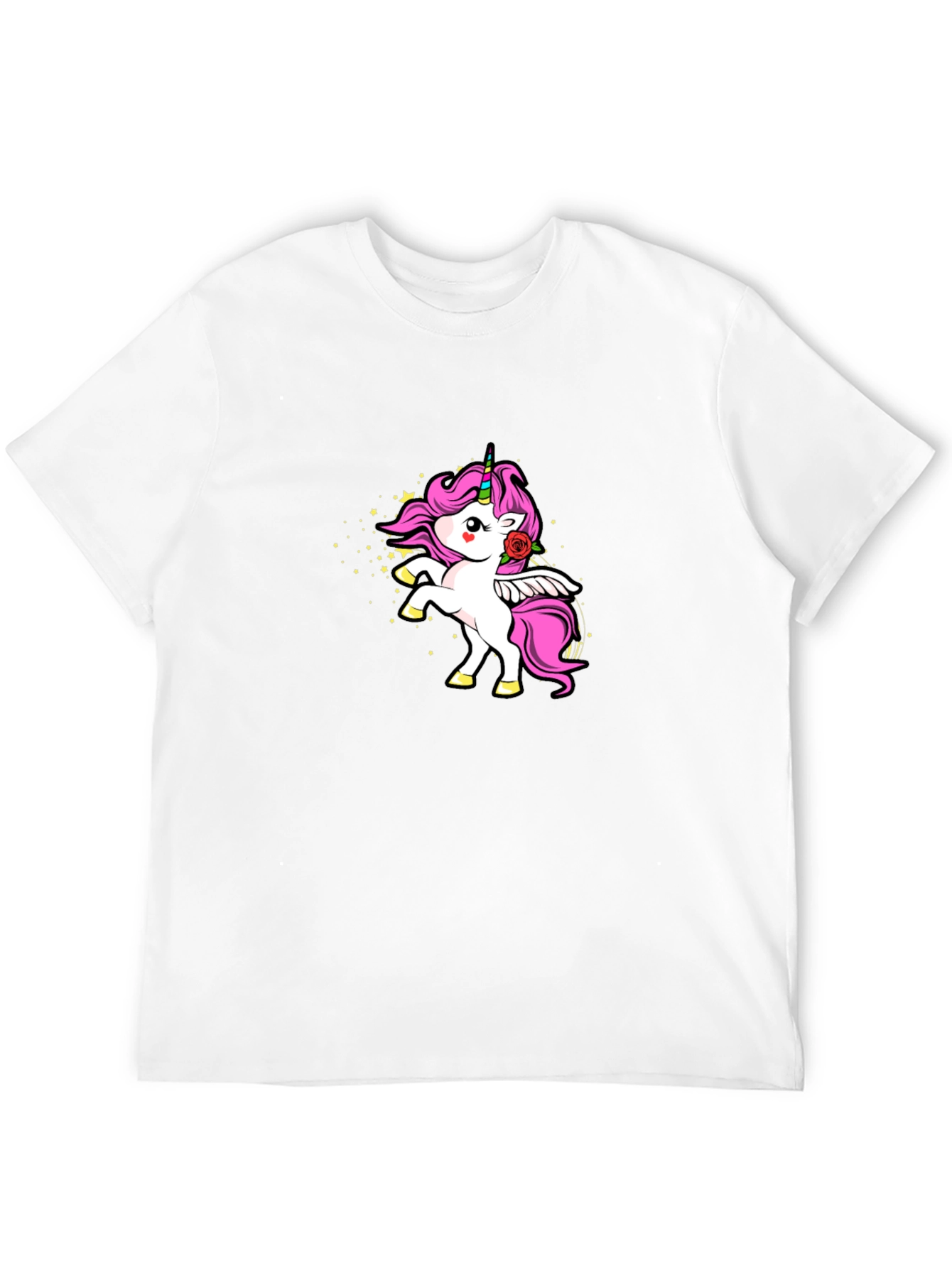 Unicorn Rose Graphic Black T-Shirt