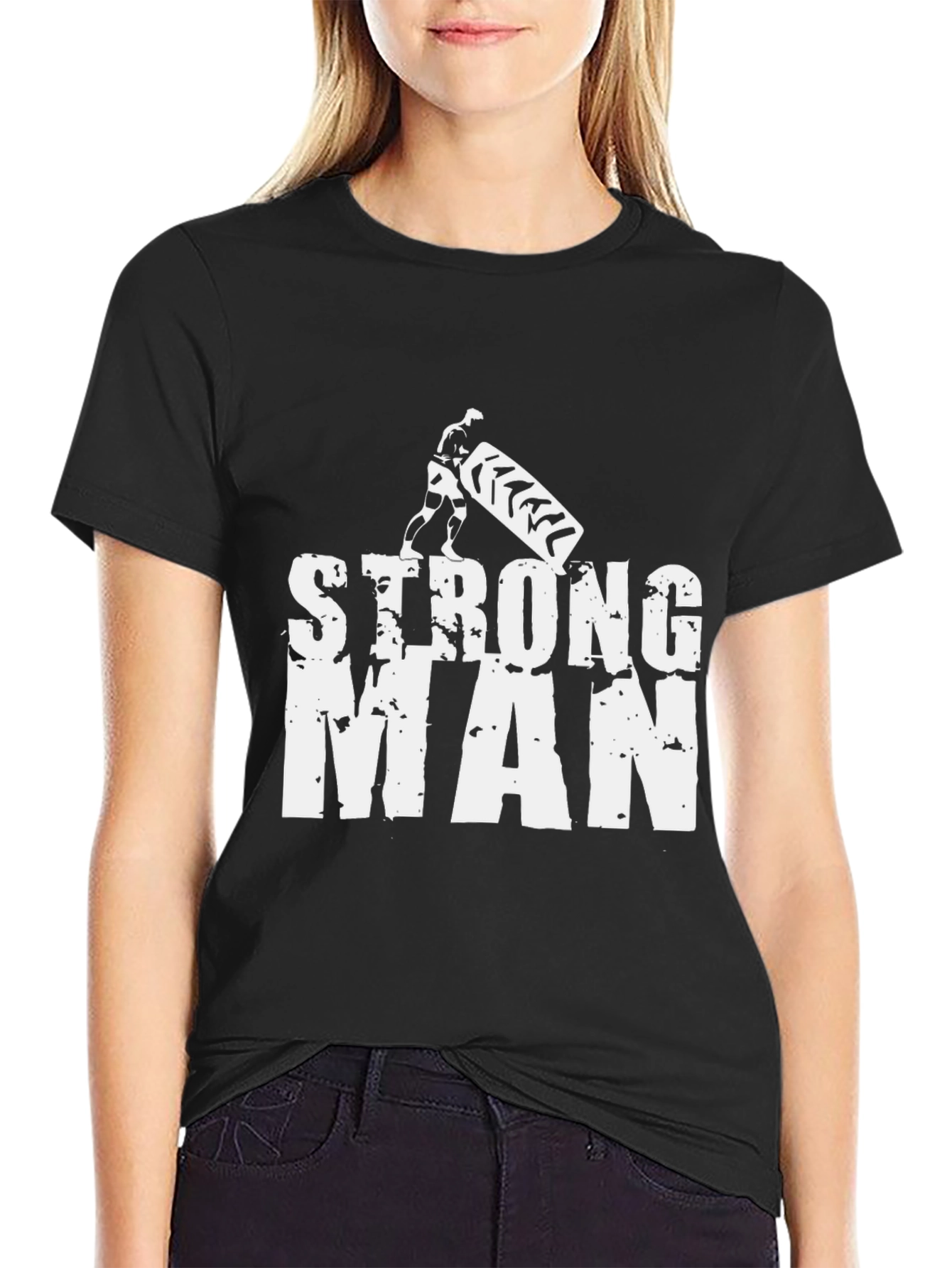 Strongman Graphic Tee - Black Cotton Shirt