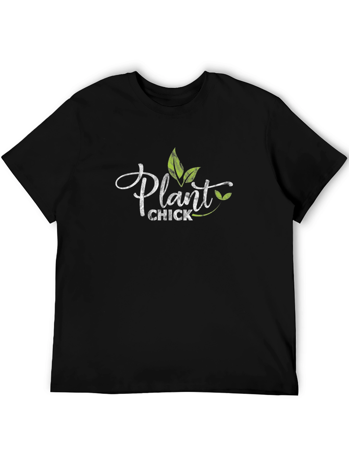 Plant Chick Graphic Tee - Black Cotton T-Shirt