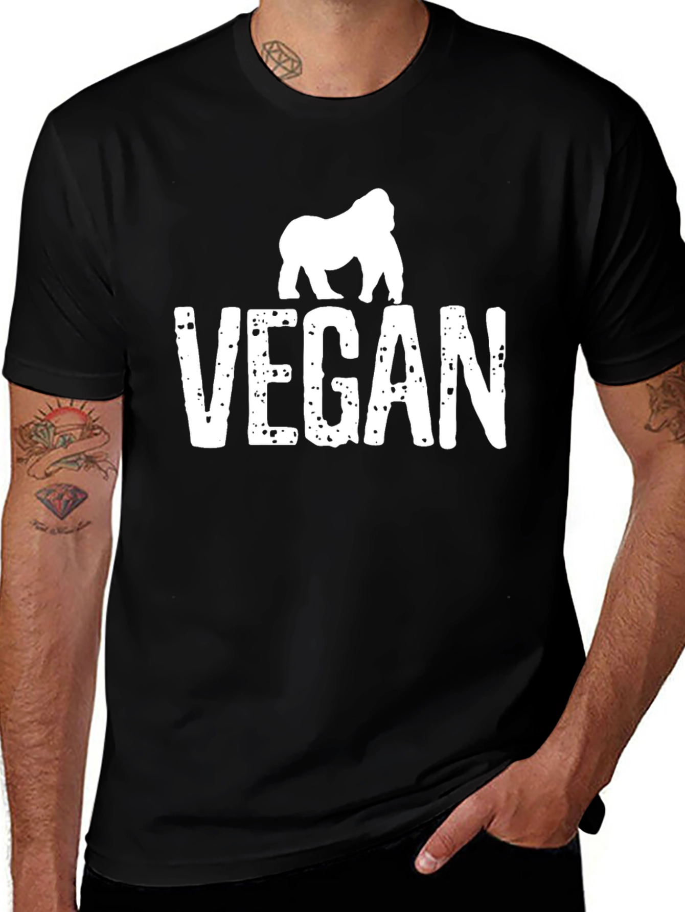 Vegan Gorilla Graphic Tee - Animal Lover Shirt