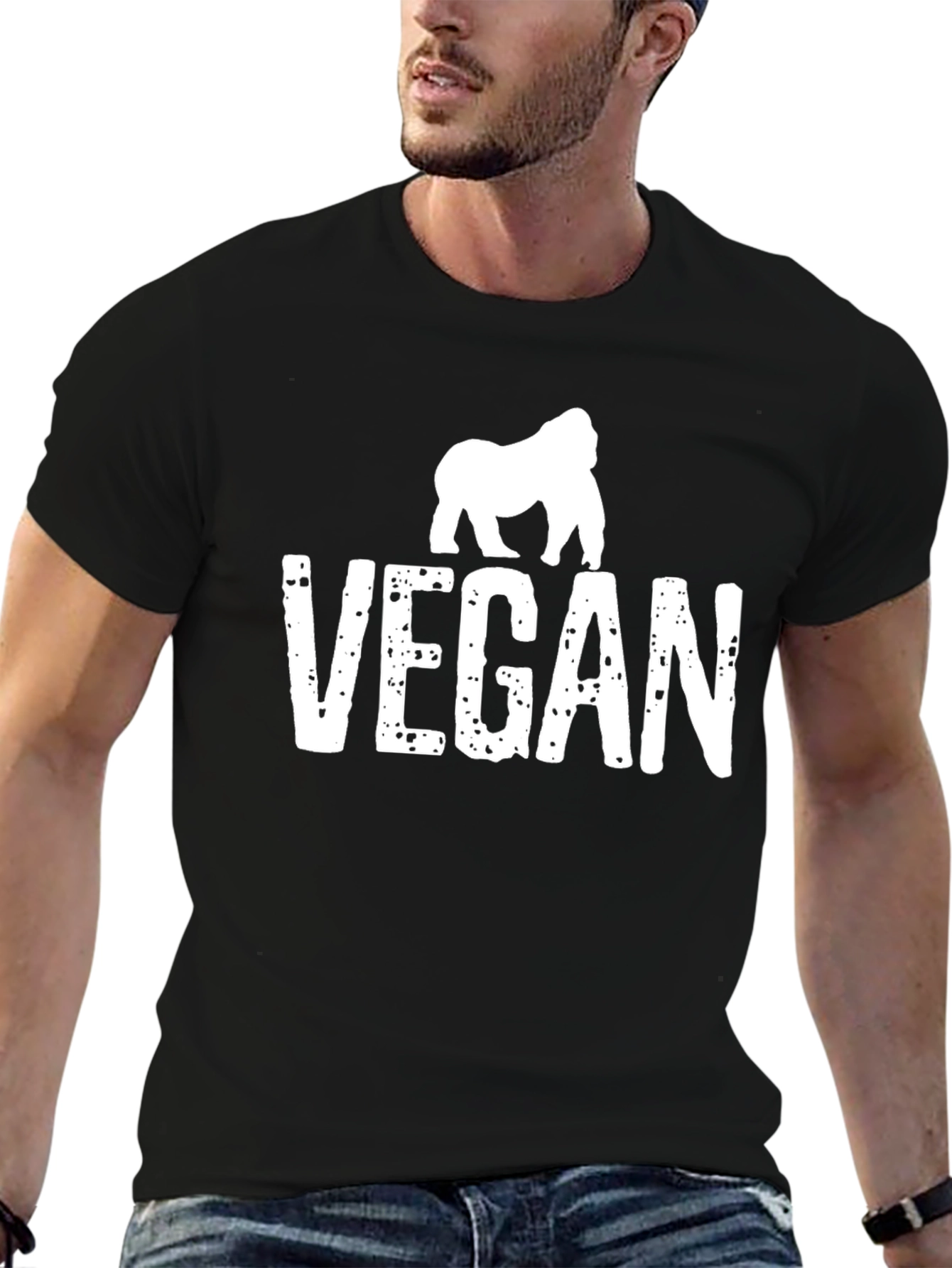 Vegan Gorilla Graphic Tee - Animal Lover Shirt