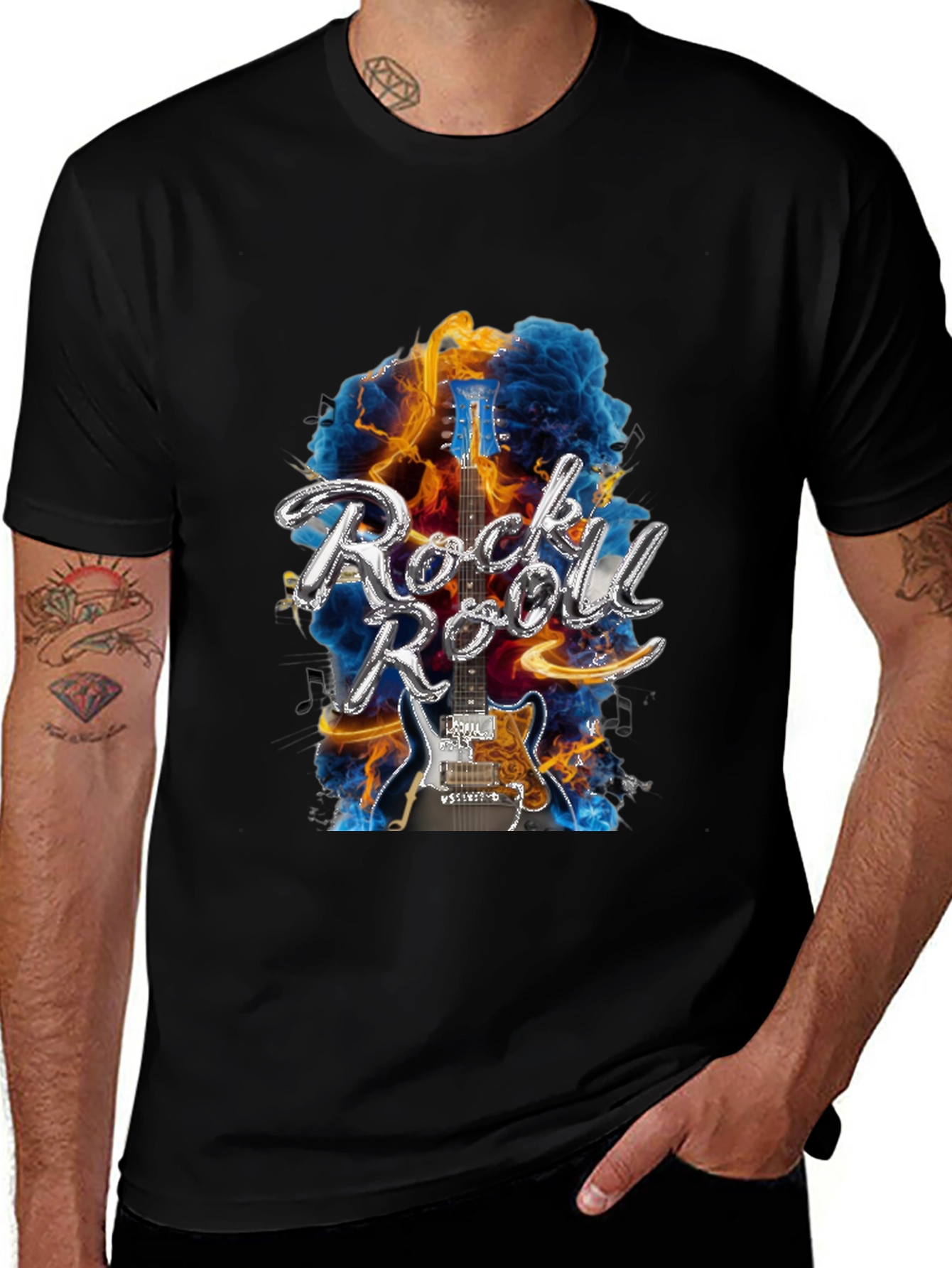 Rock n Roll Guitar Black T-Shirt