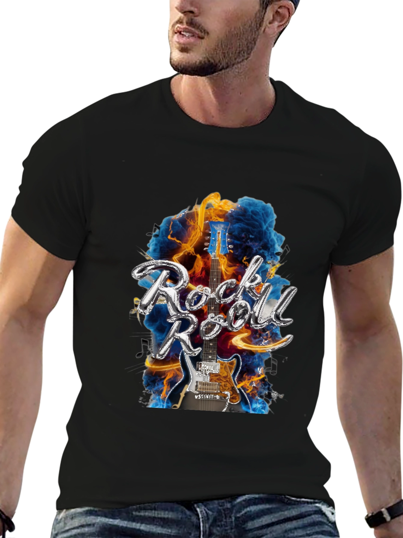 Rock n Roll Guitar Black T-Shirt