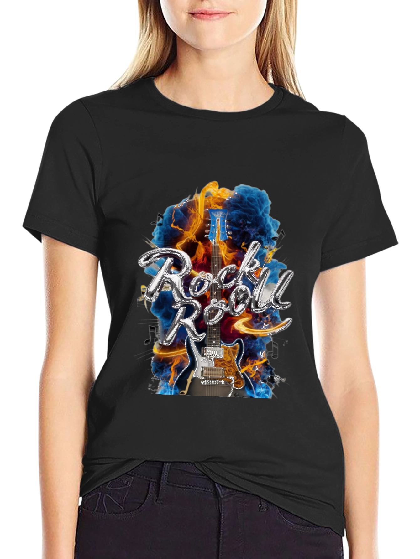 Rock n Roll Guitar Black T-Shirt