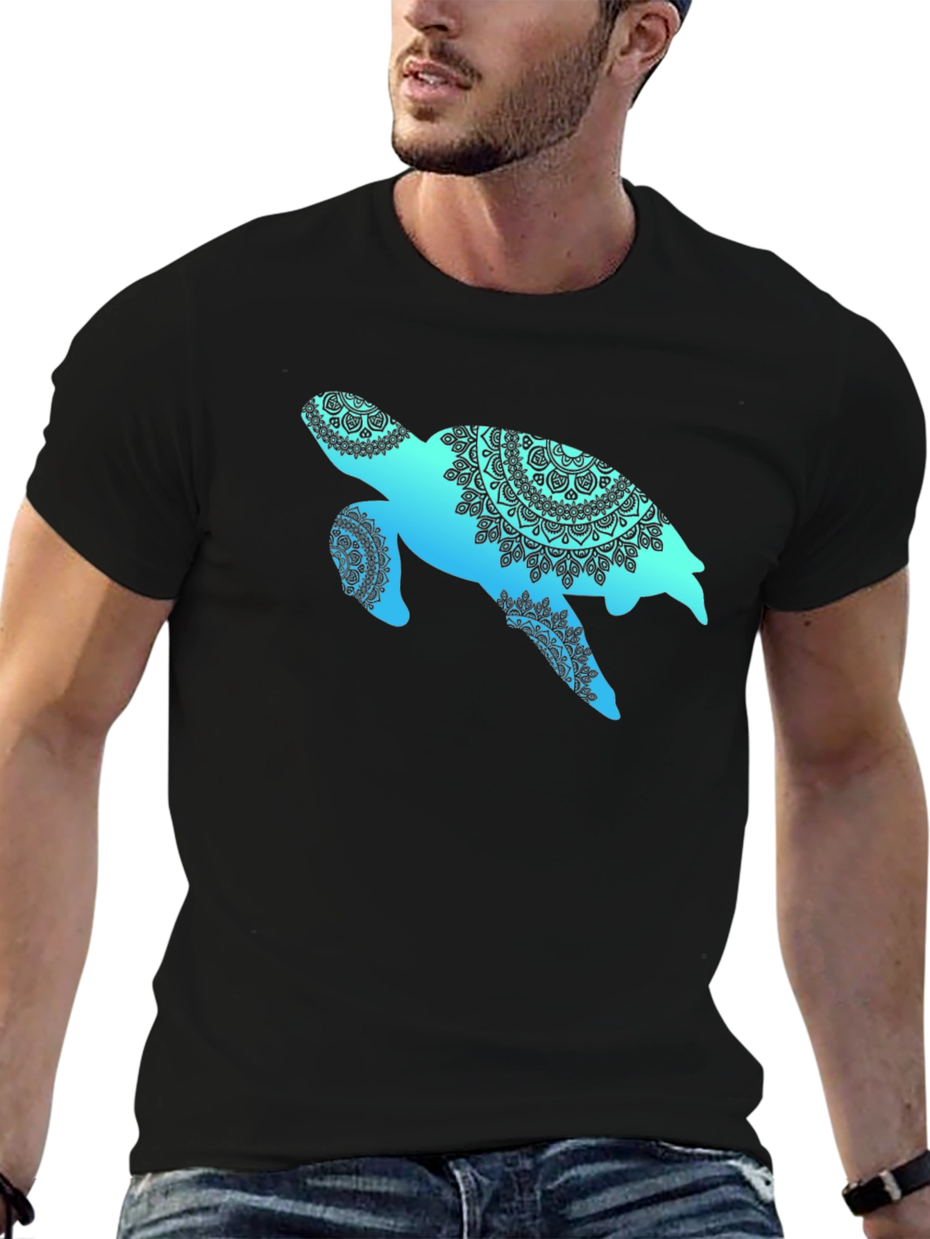 Turtle Mandala Graphic Tee - Black