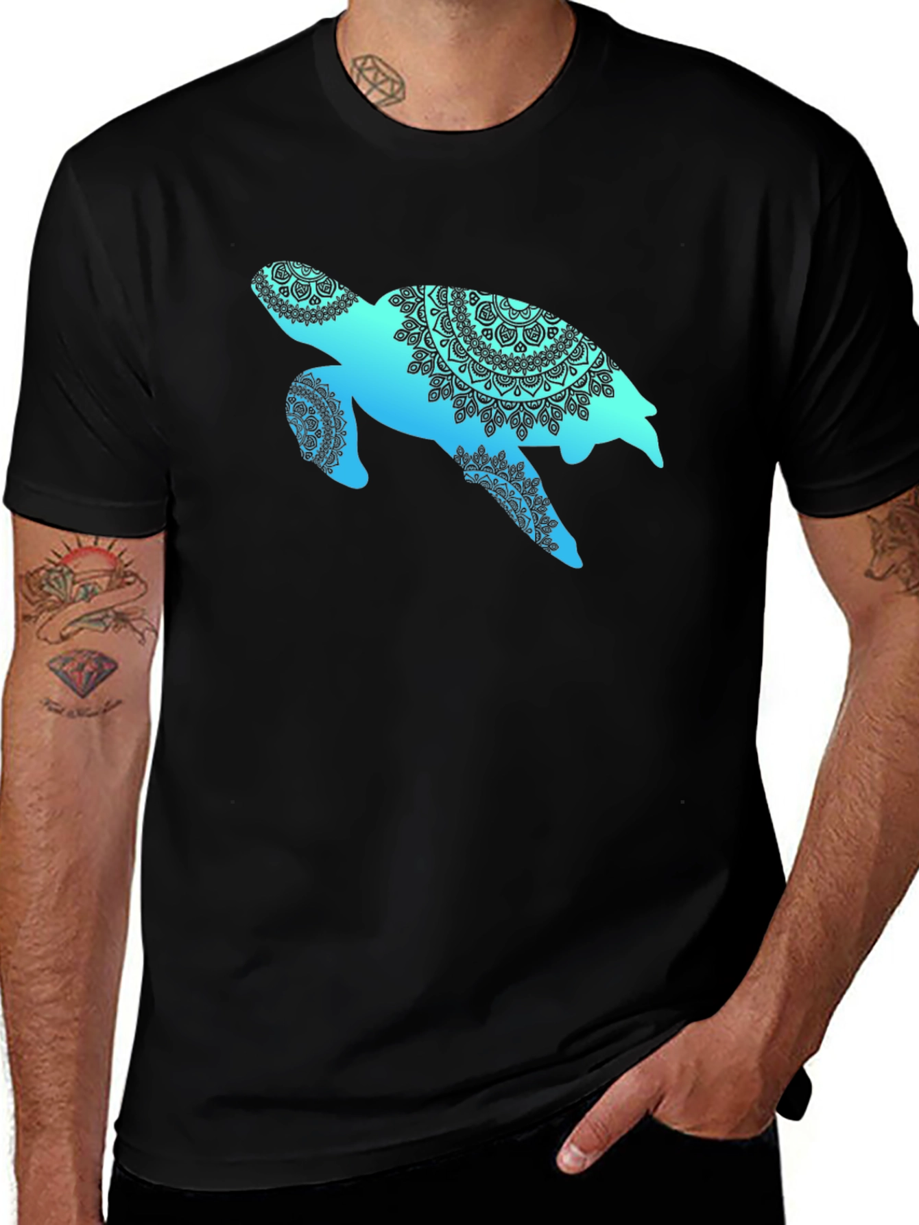 Turtle Mandala Graphic Tee - Black