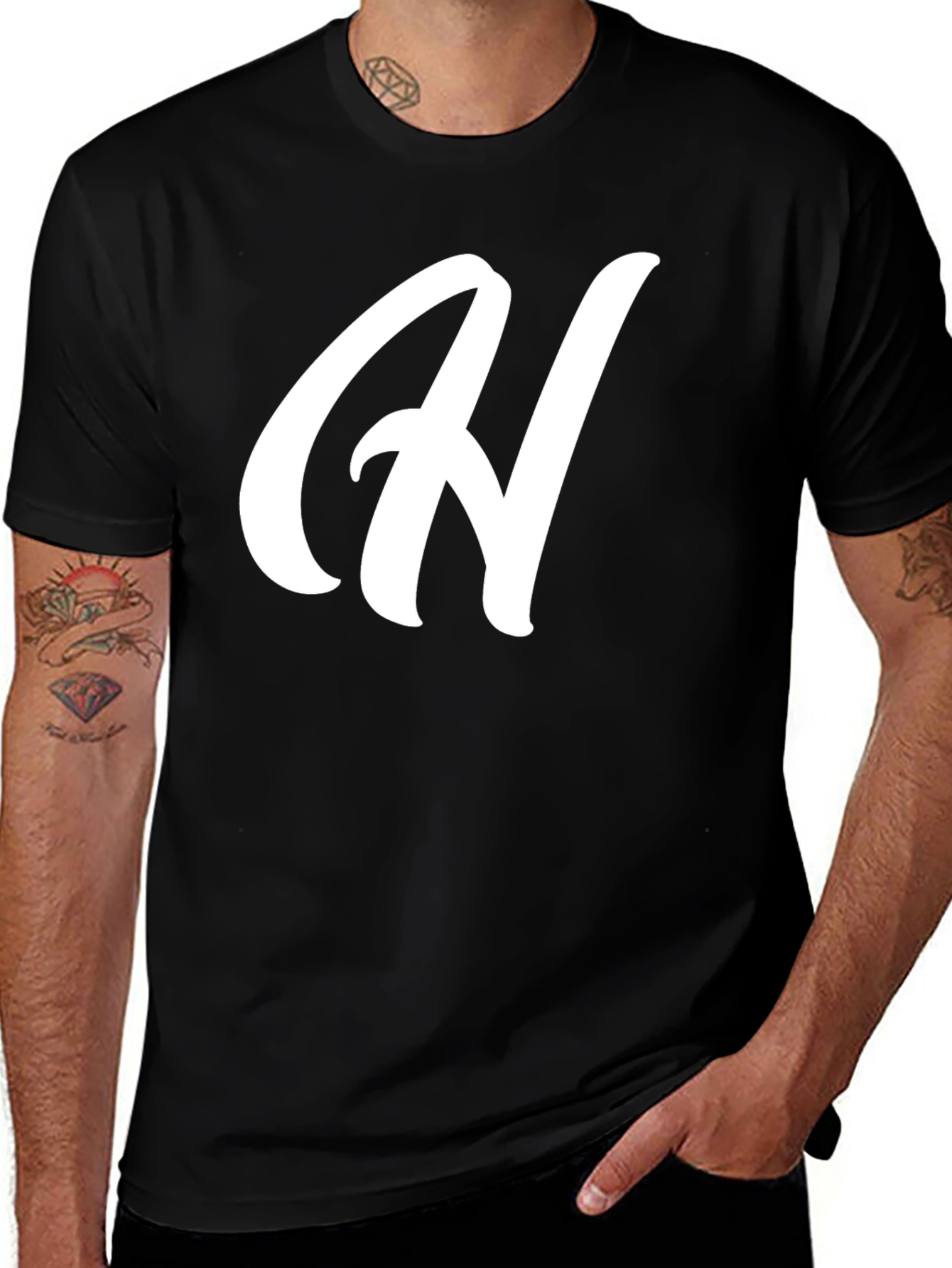Black T-Shirt with White H Graphic