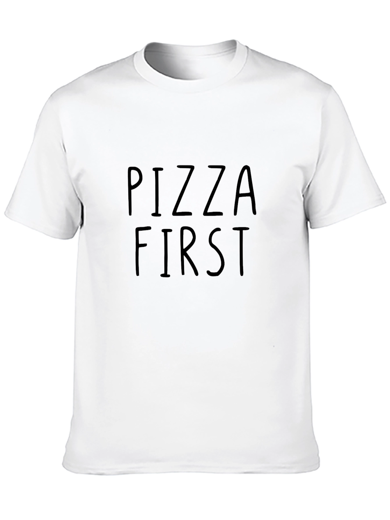 Pizza First Graphic Tee - Black Cotton T-Shirt