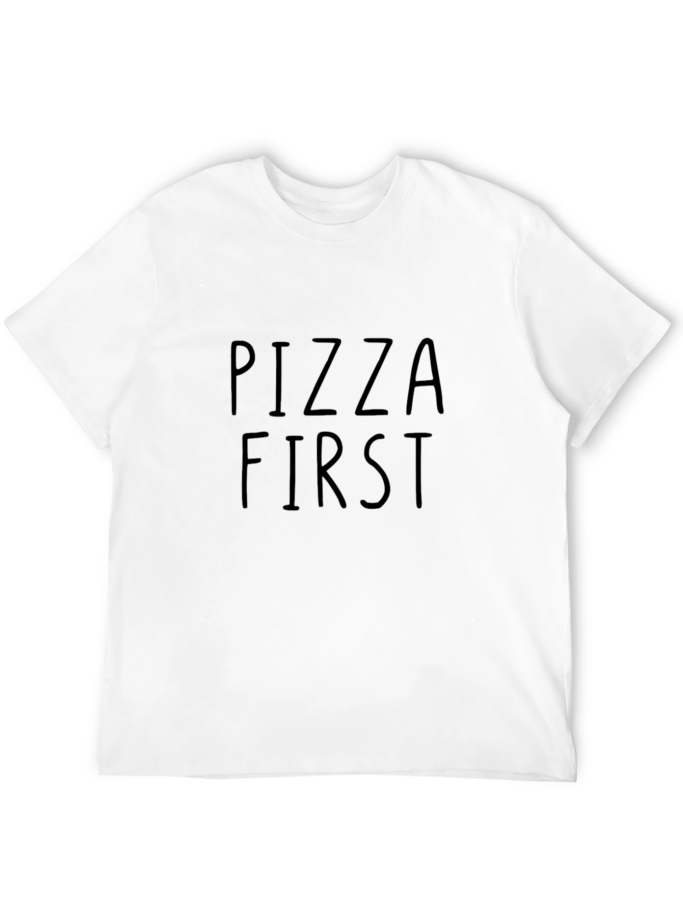 Pizza First Graphic Tee - Black Cotton T-Shirt
