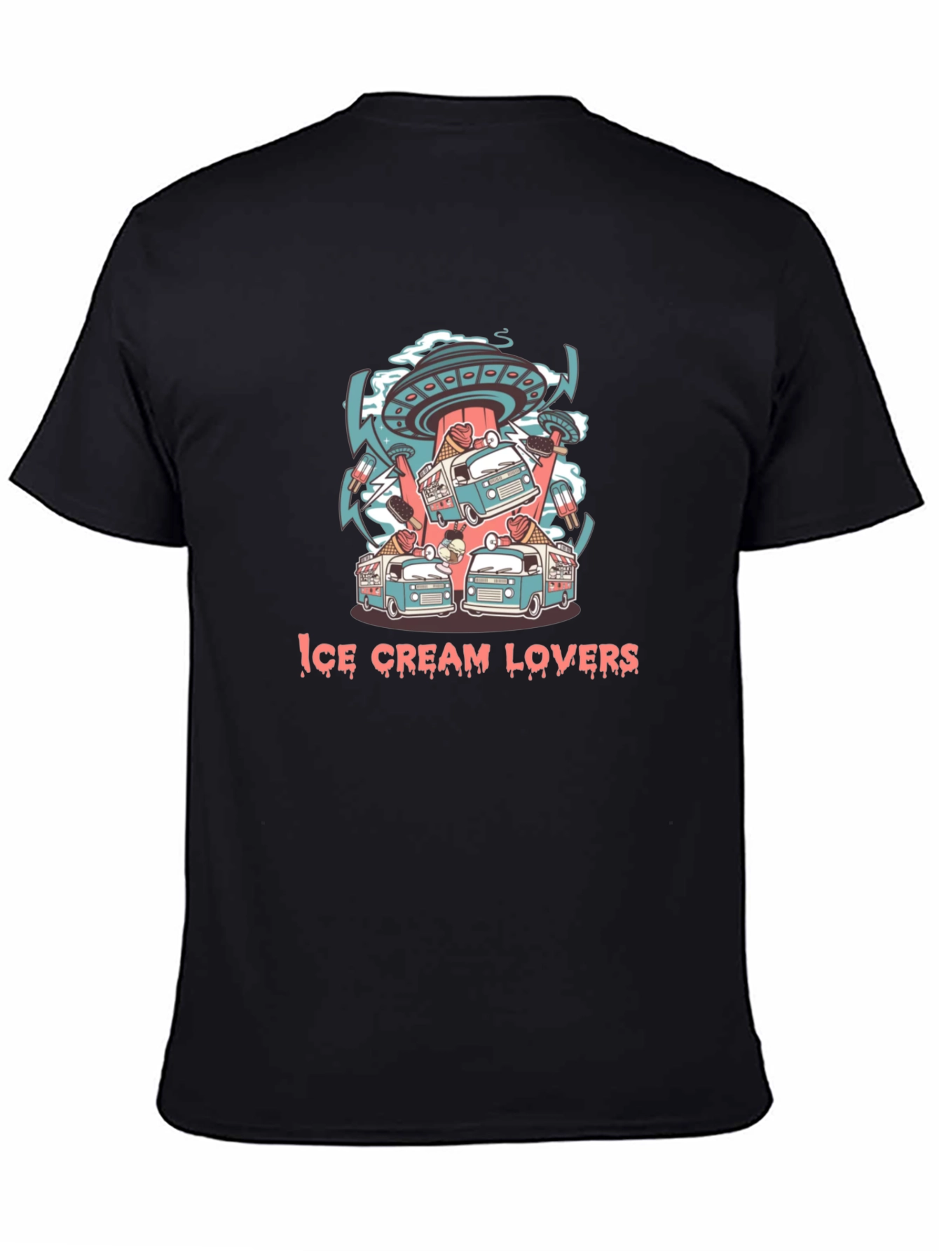 Ice Cream Lovers Graphic Black T-Shirt