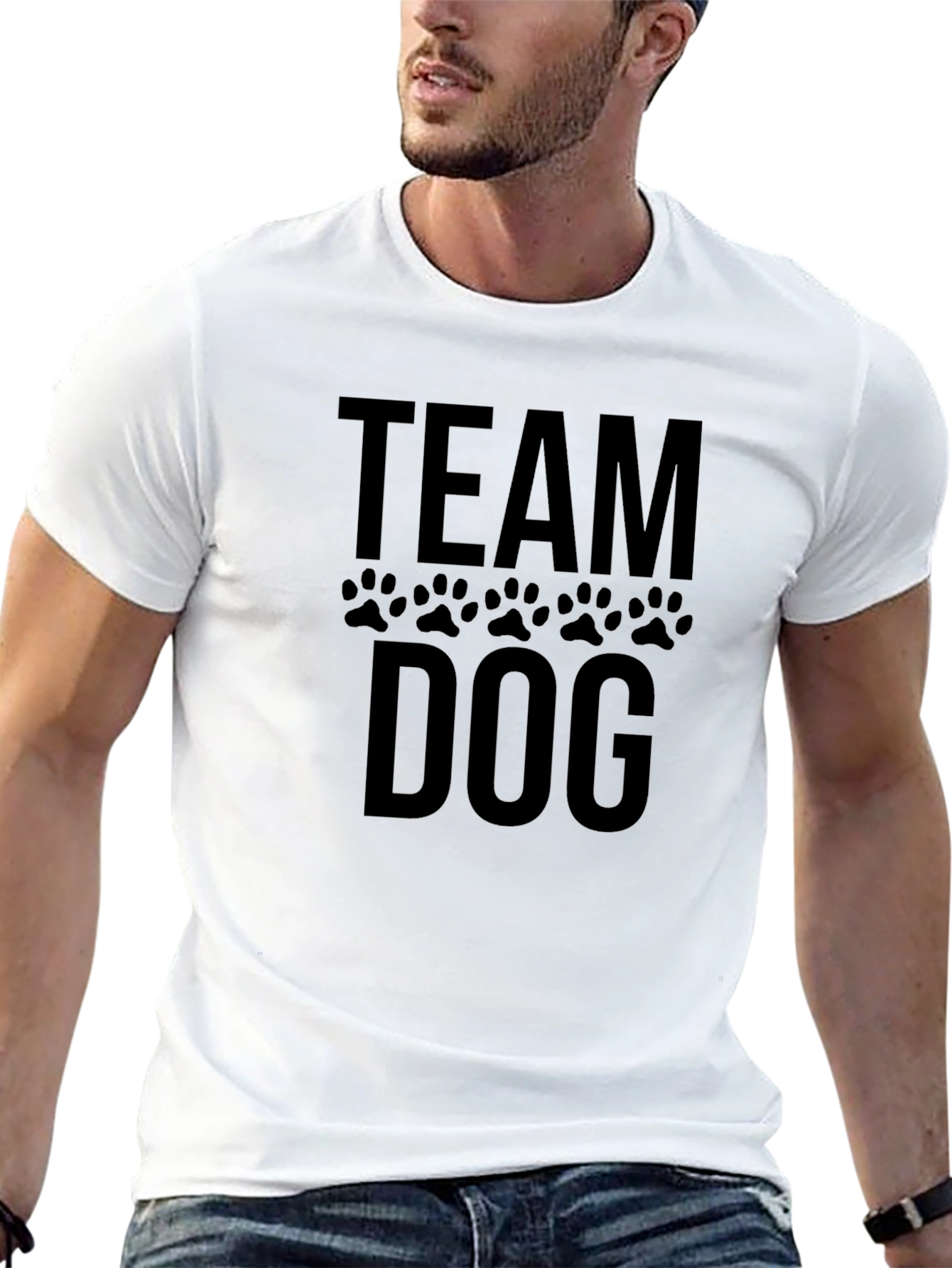 Team Dog Graphic T-Shirt - Black Crew Neck Tee
