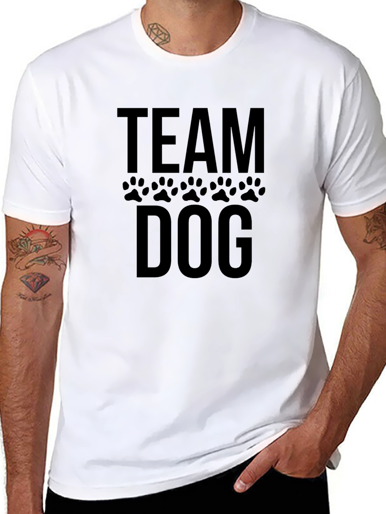 Team Dog Graphic T-Shirt - Black Crew Neck Tee