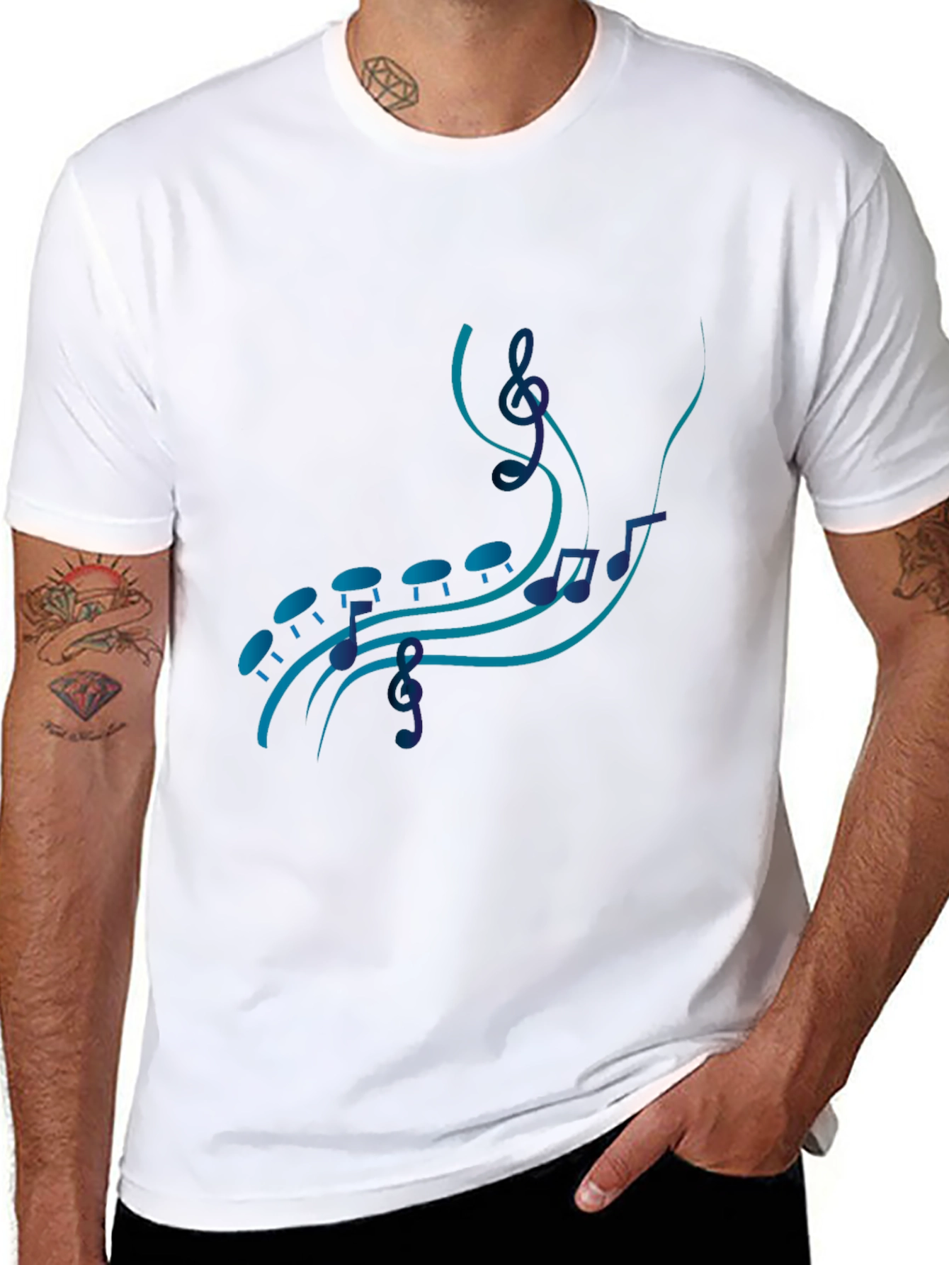 Musical Note Graphic Black T-Shirt