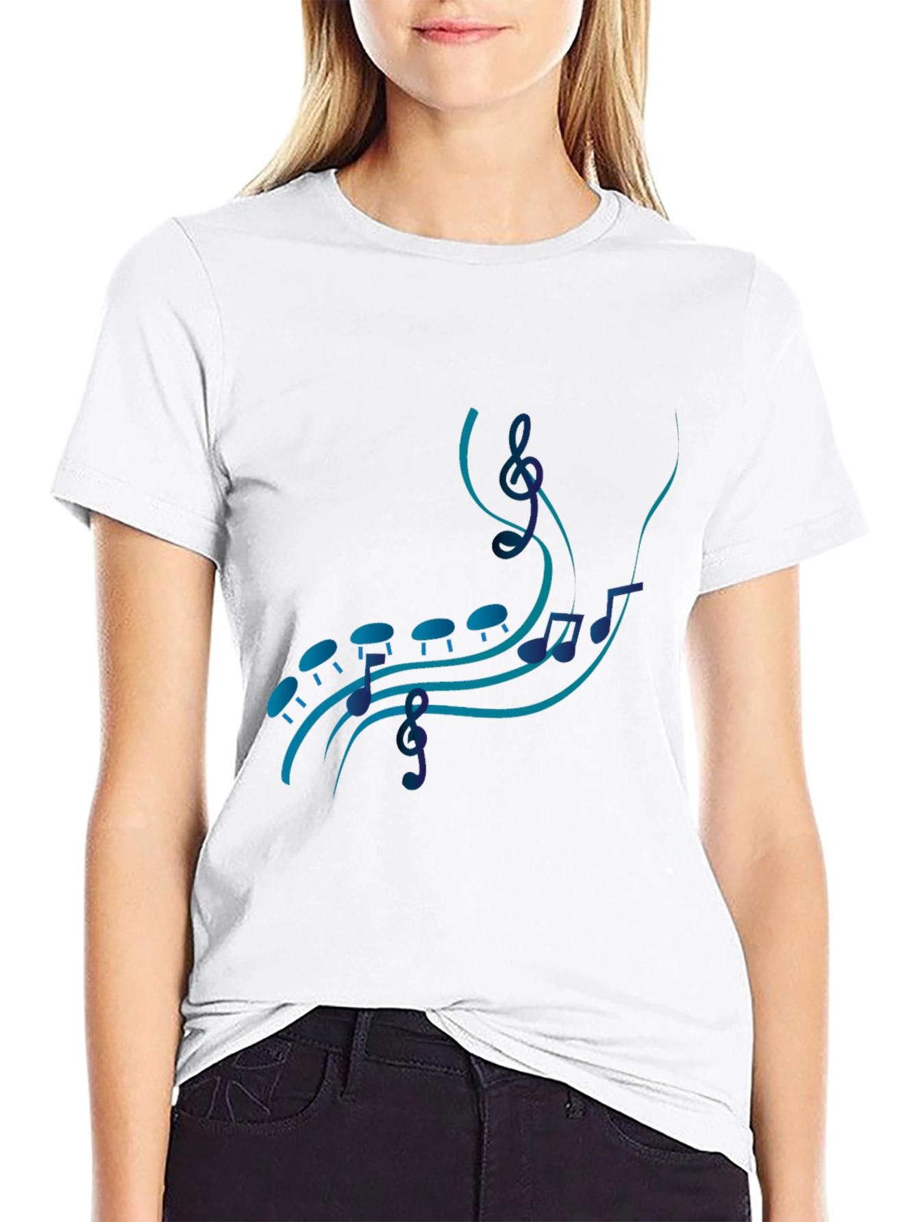 Musical Note Graphic Black T-Shirt