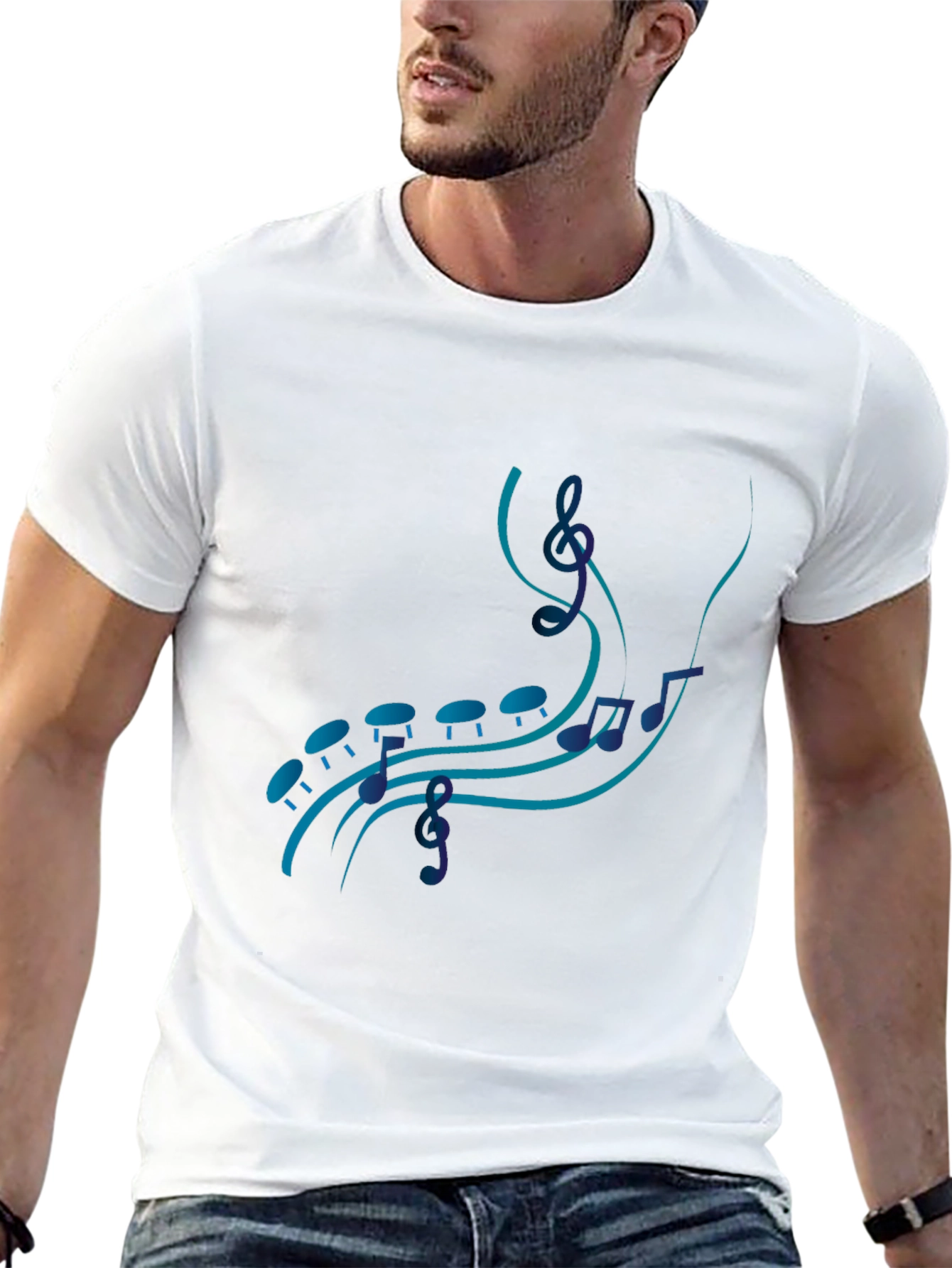 Musical Note Graphic Black T-Shirt