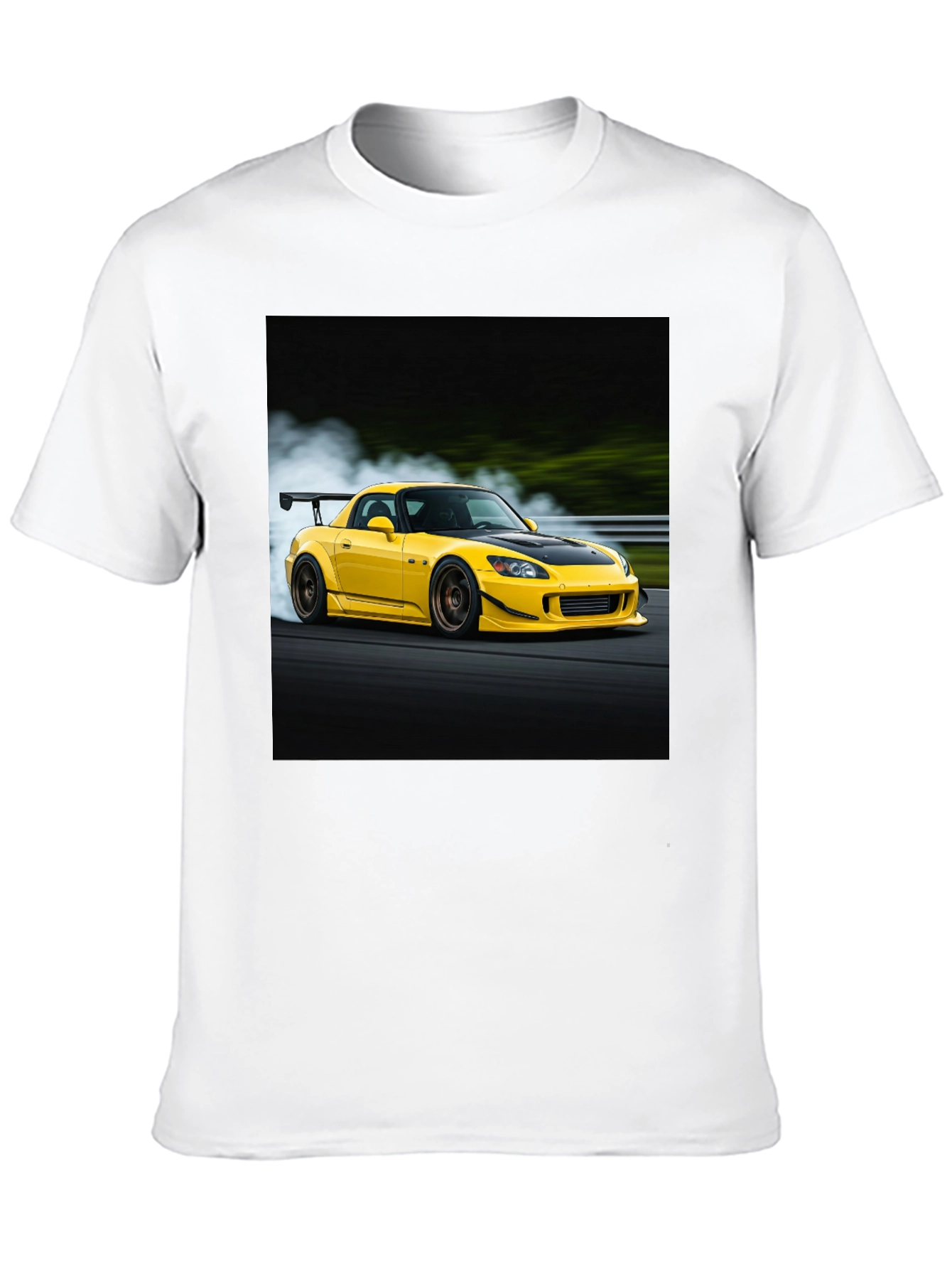 Yellow Car Graphic Tee - Black Cotton Blend
