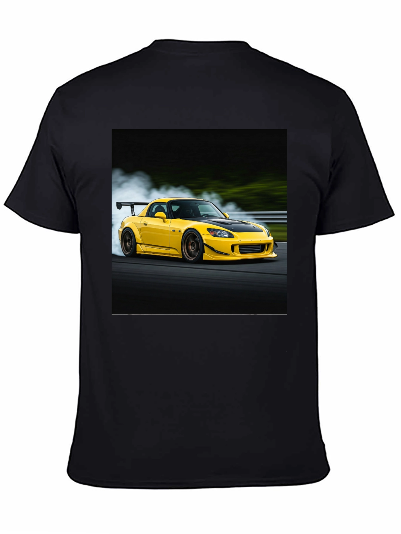 Yellow Car Graphic Tee - Black Cotton Blend
