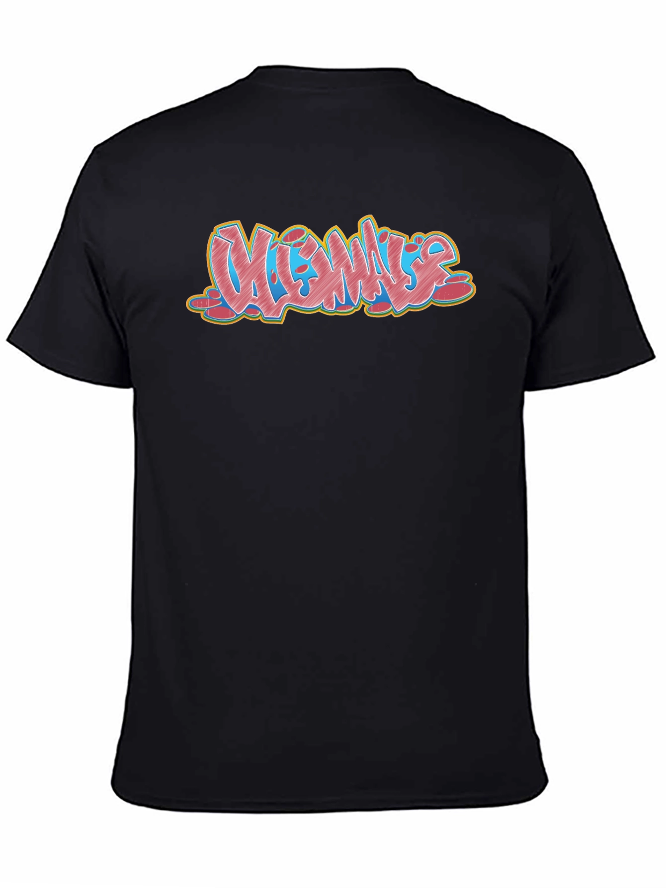 Mens Black Graphic T-Shirt - Vibes Graffiti Design