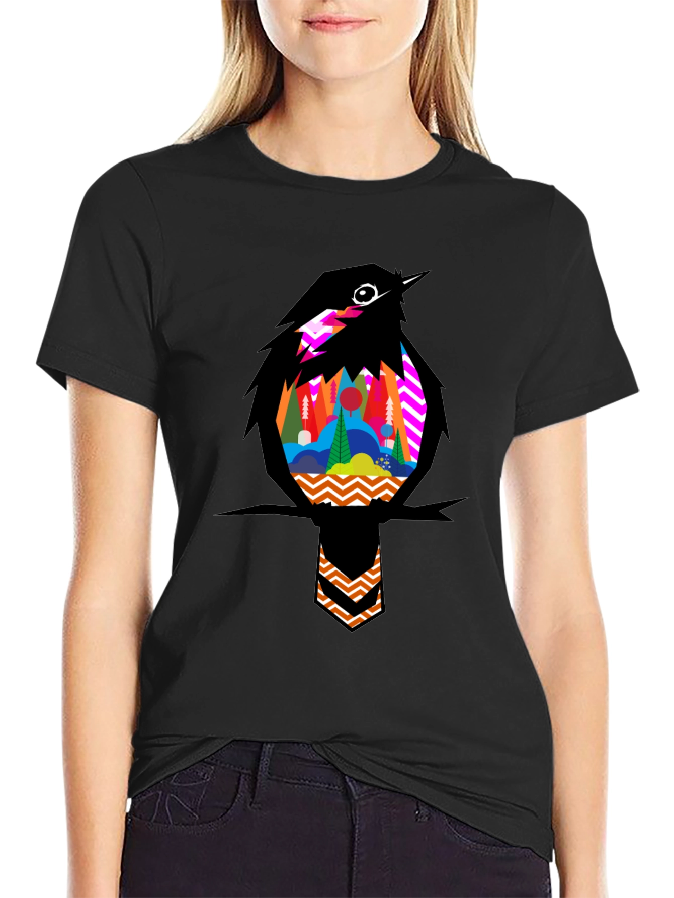 Bird Graphic Tee - Stylish Mens Black T-Shirt