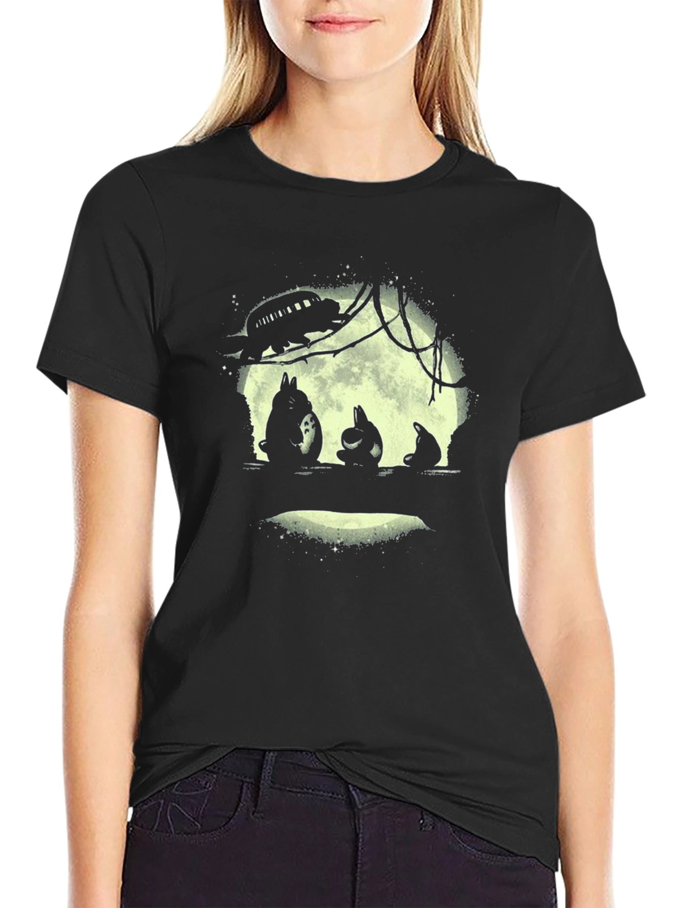 Totoro Moon Silhouette Graphic Tee