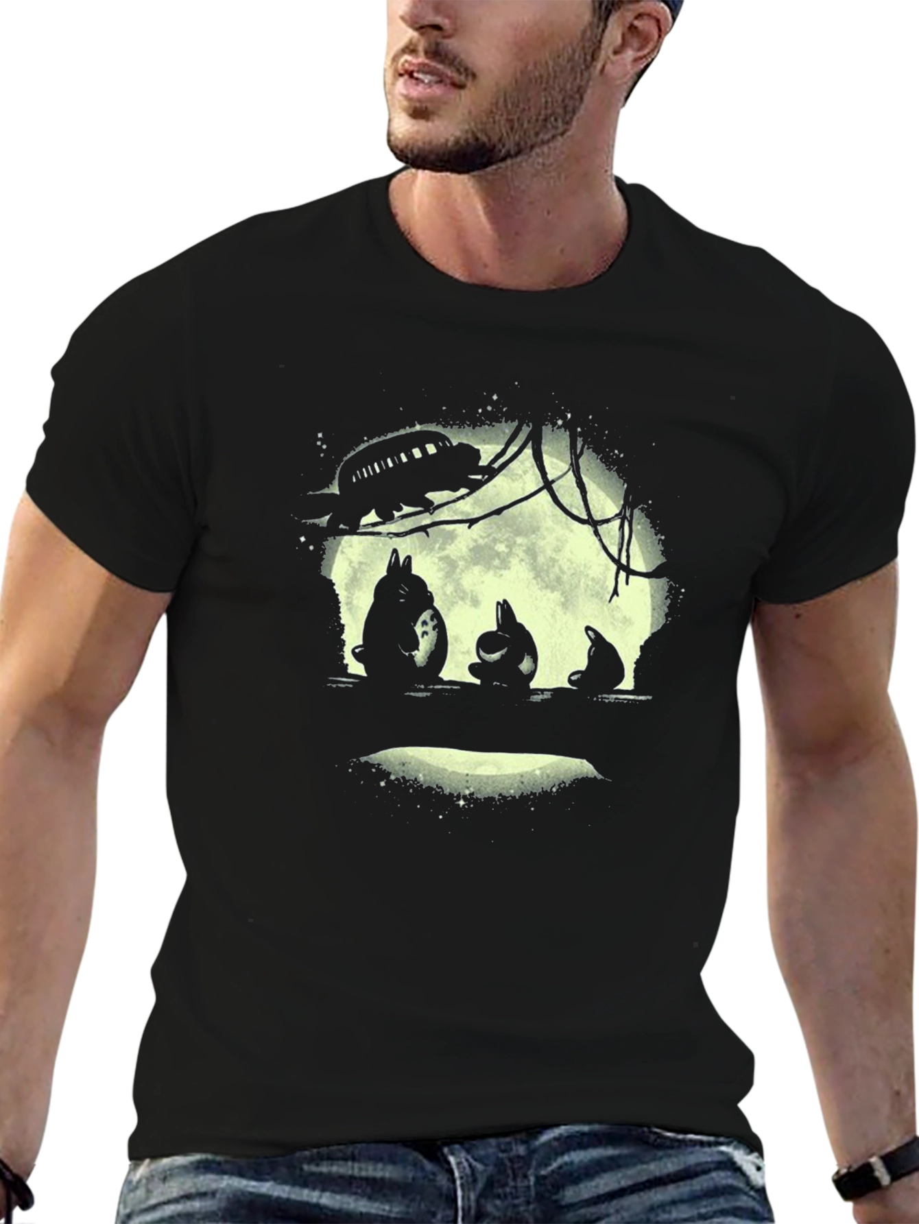 Totoro Moon Silhouette Graphic Tee