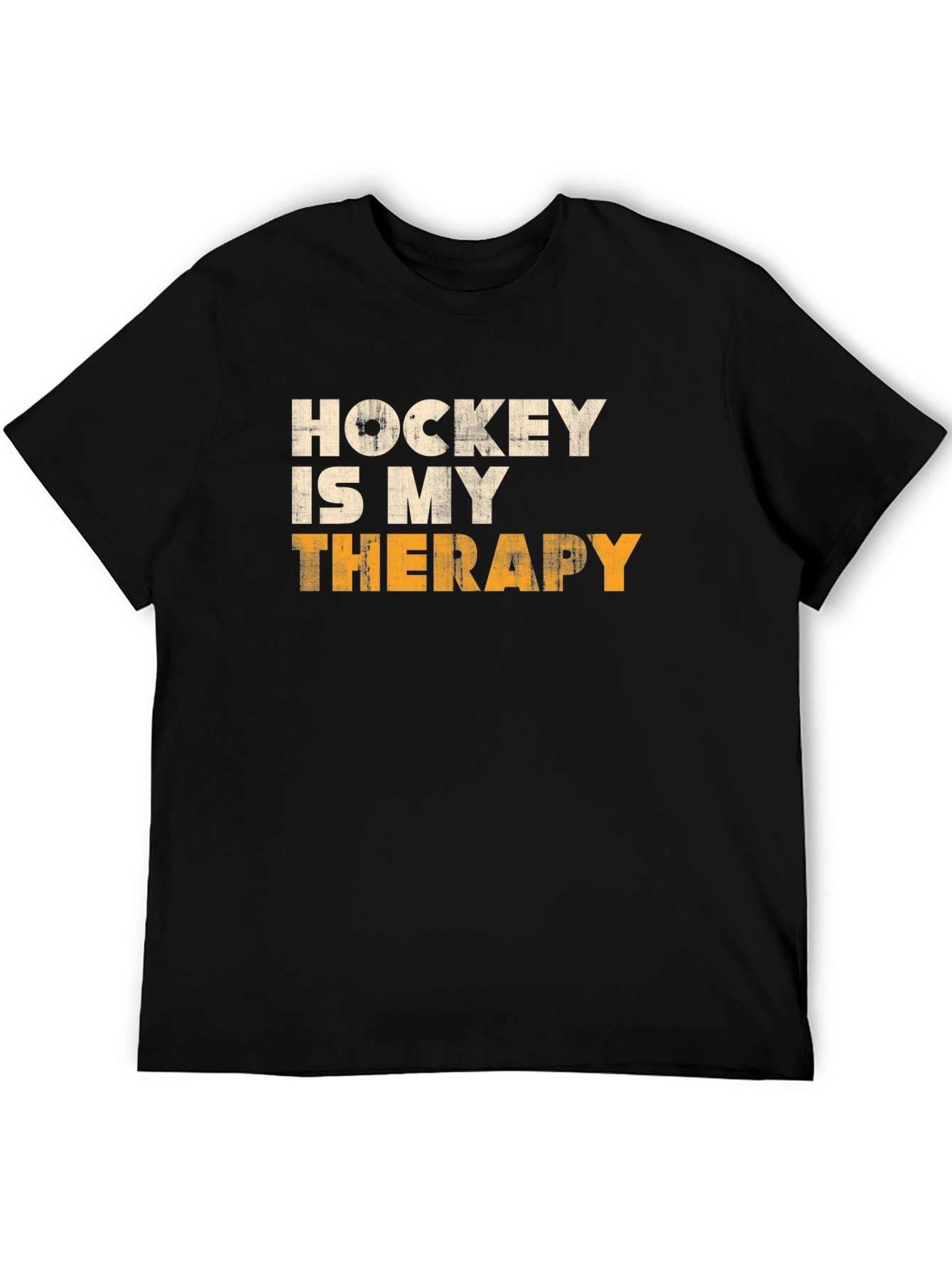 Hockey Is My Therapy Mens Black Graphic Tee