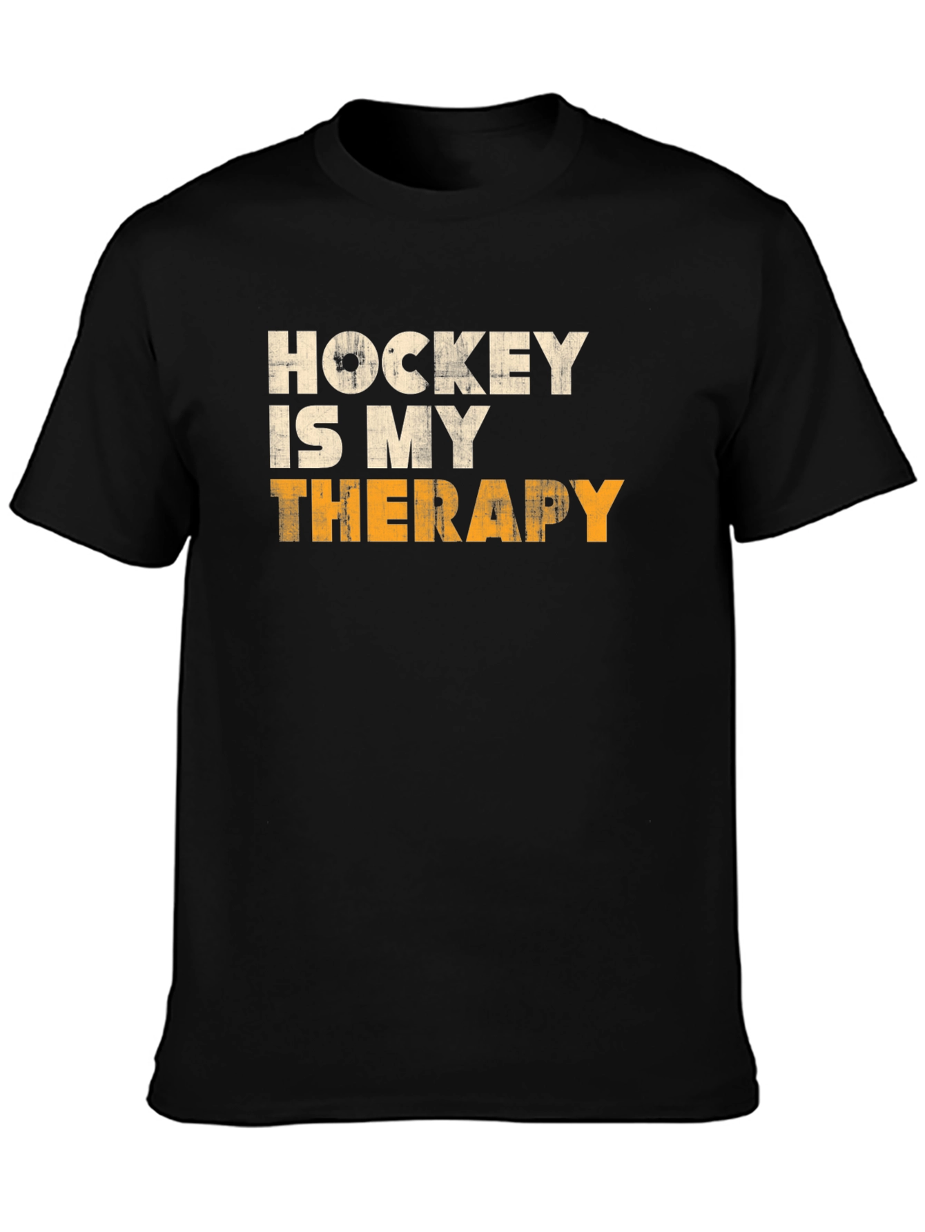 Hockey Is My Therapy Mens Black Graphic Tee