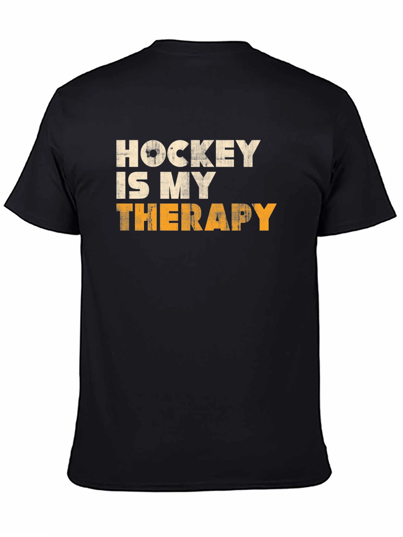 Hockey Is My Therapy Mens Black Graphic Tee