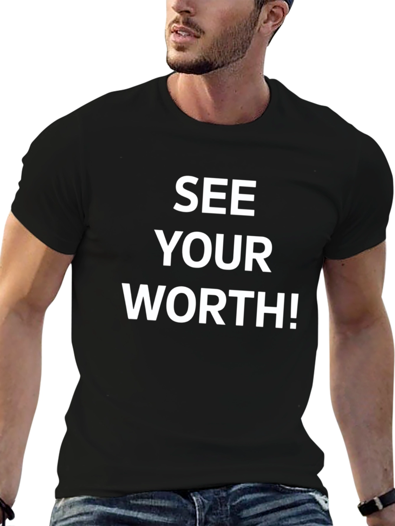 See Your Worth! Motivational Graphic Tee - Black