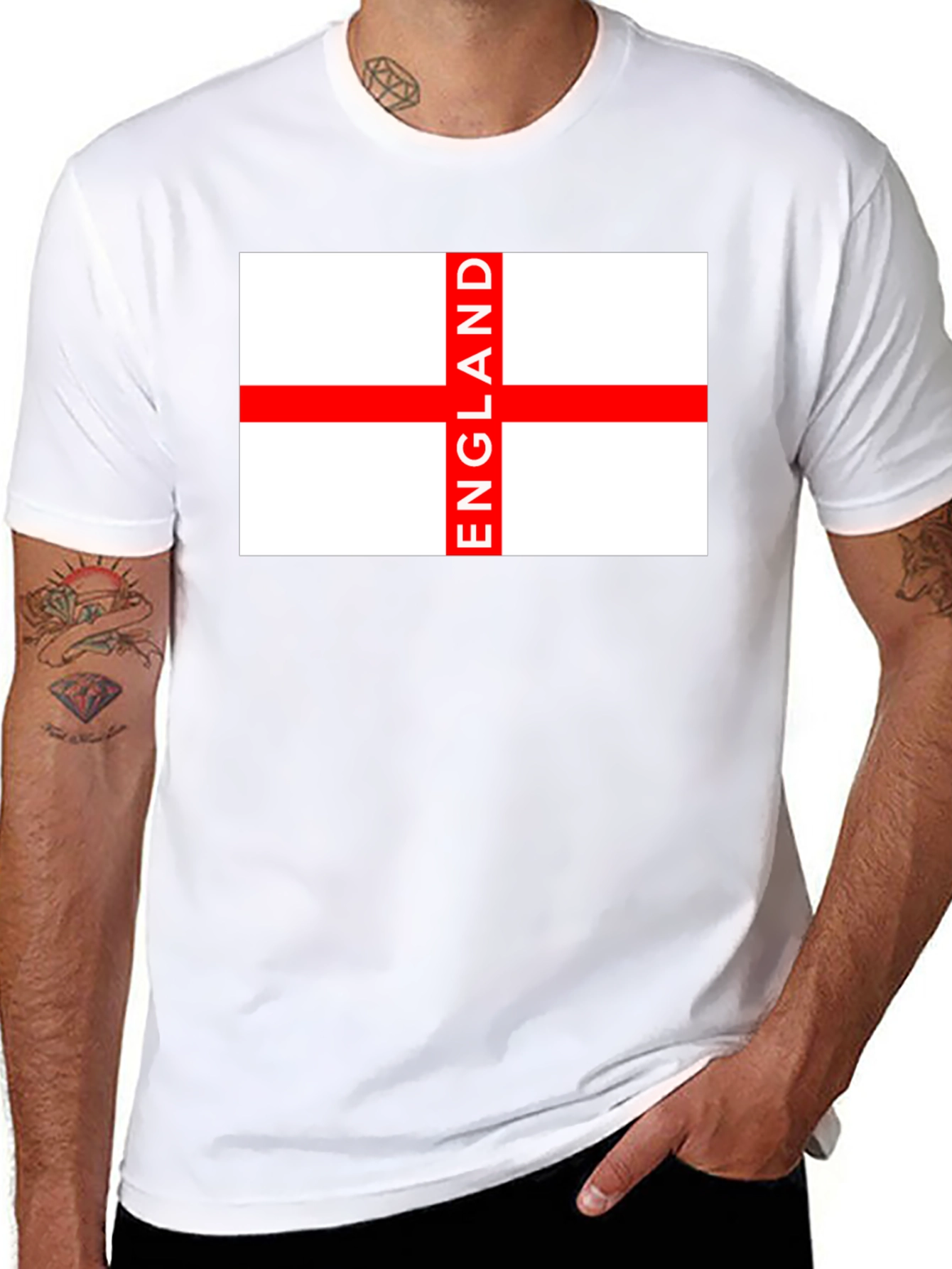 England Flag Graphic Tee - Black Cotton T-Shirt