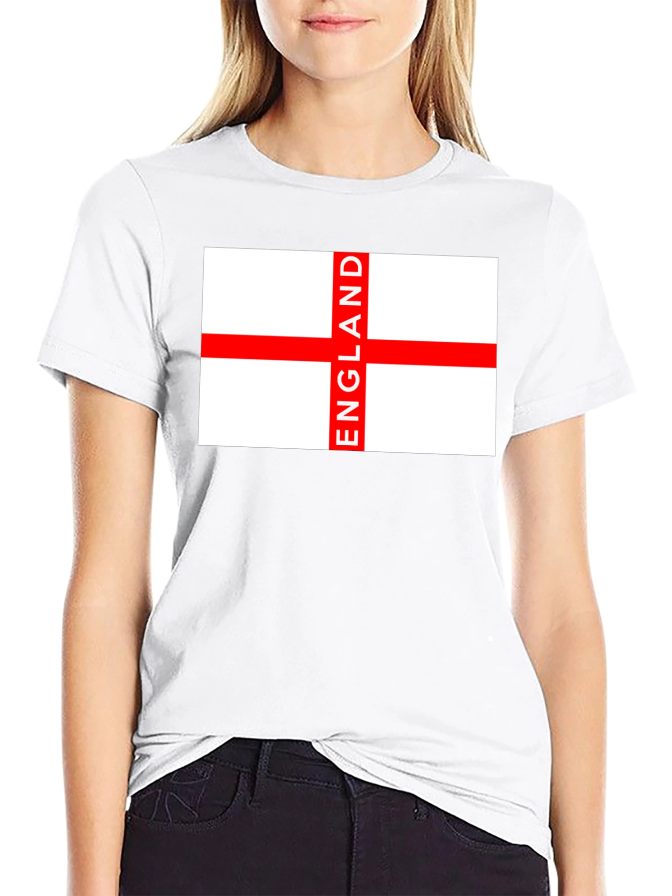 England Flag Graphic Tee - Black Cotton T-Shirt
