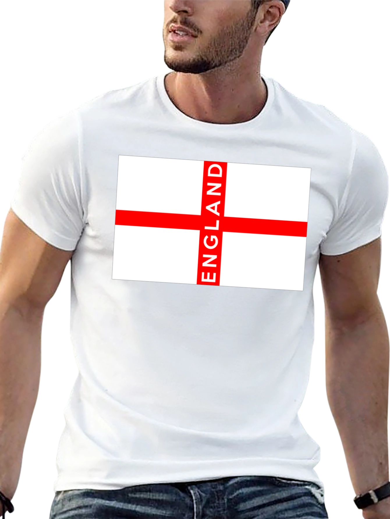 England Flag Graphic Tee - Black Cotton T-Shirt