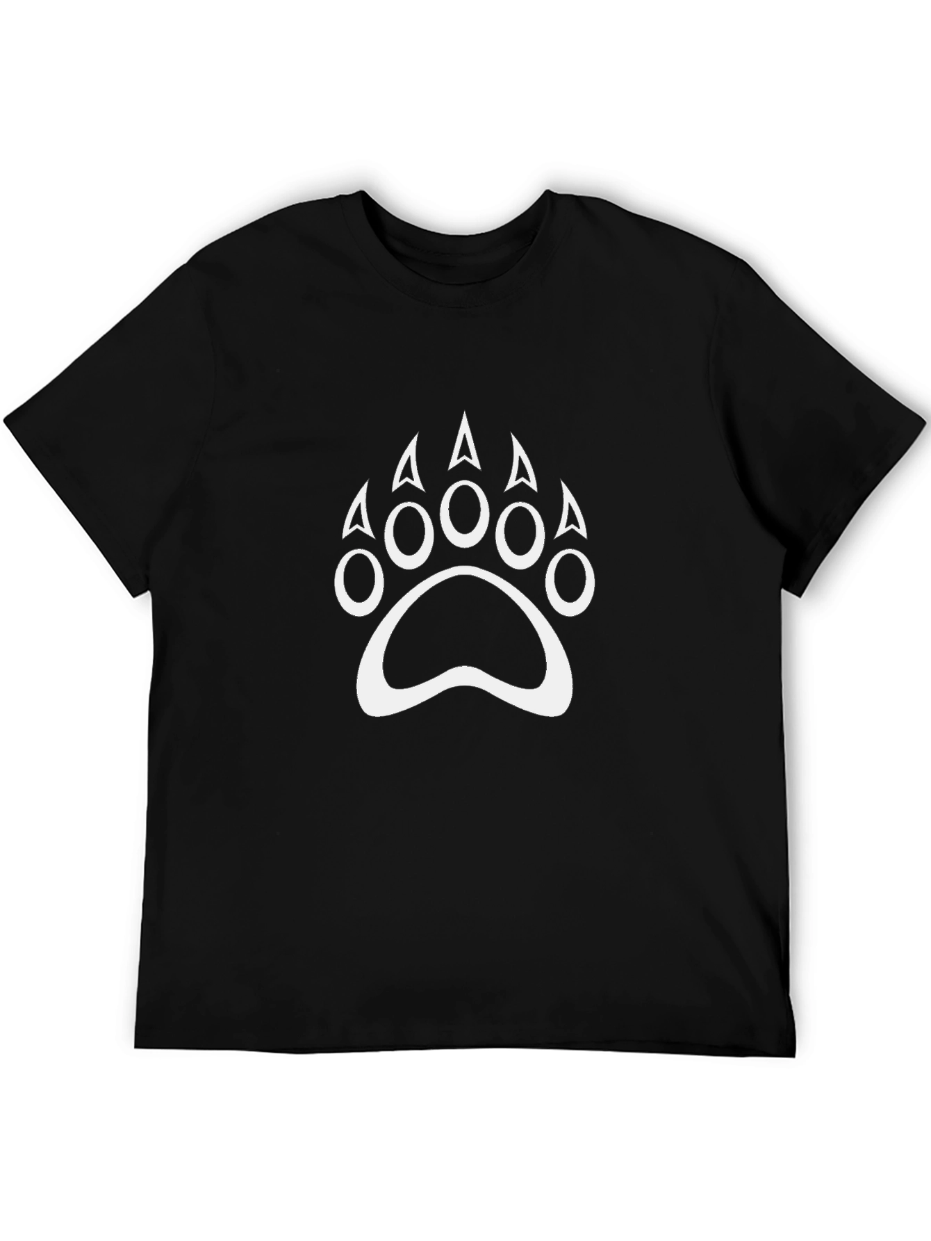 Black T-Shirt with White Bear Paw Print