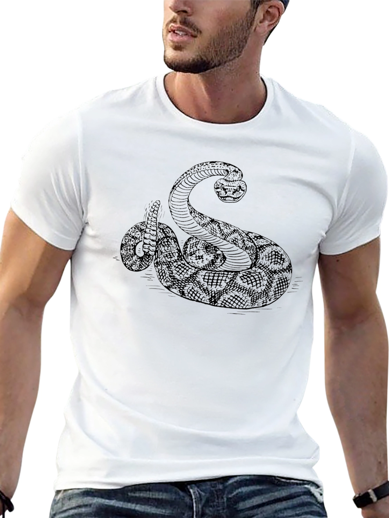 Snake Graphic T-Shirt - Black