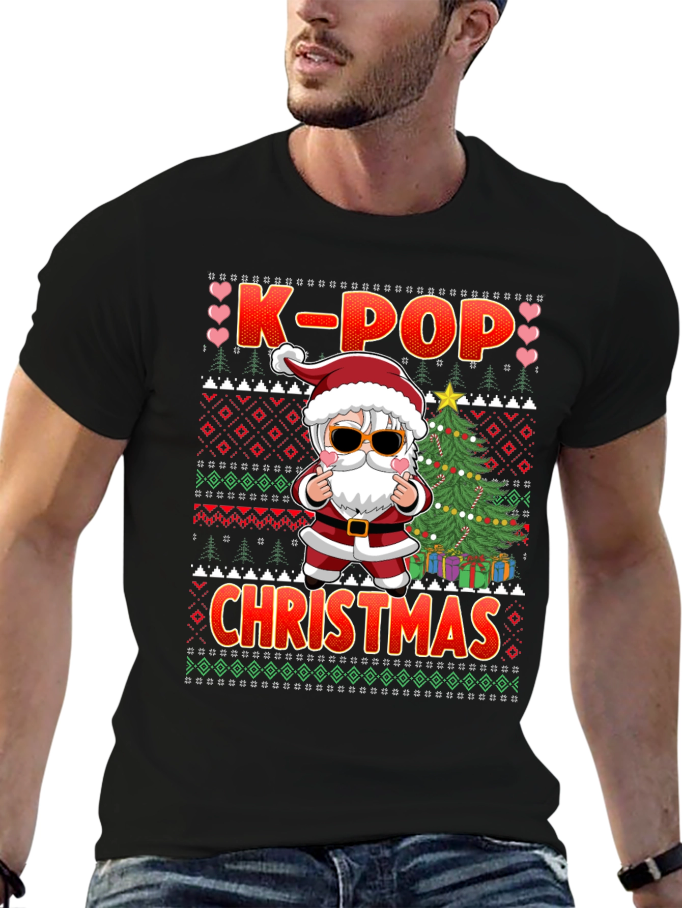 K-Pop Christmas Santa Graphic Tee
