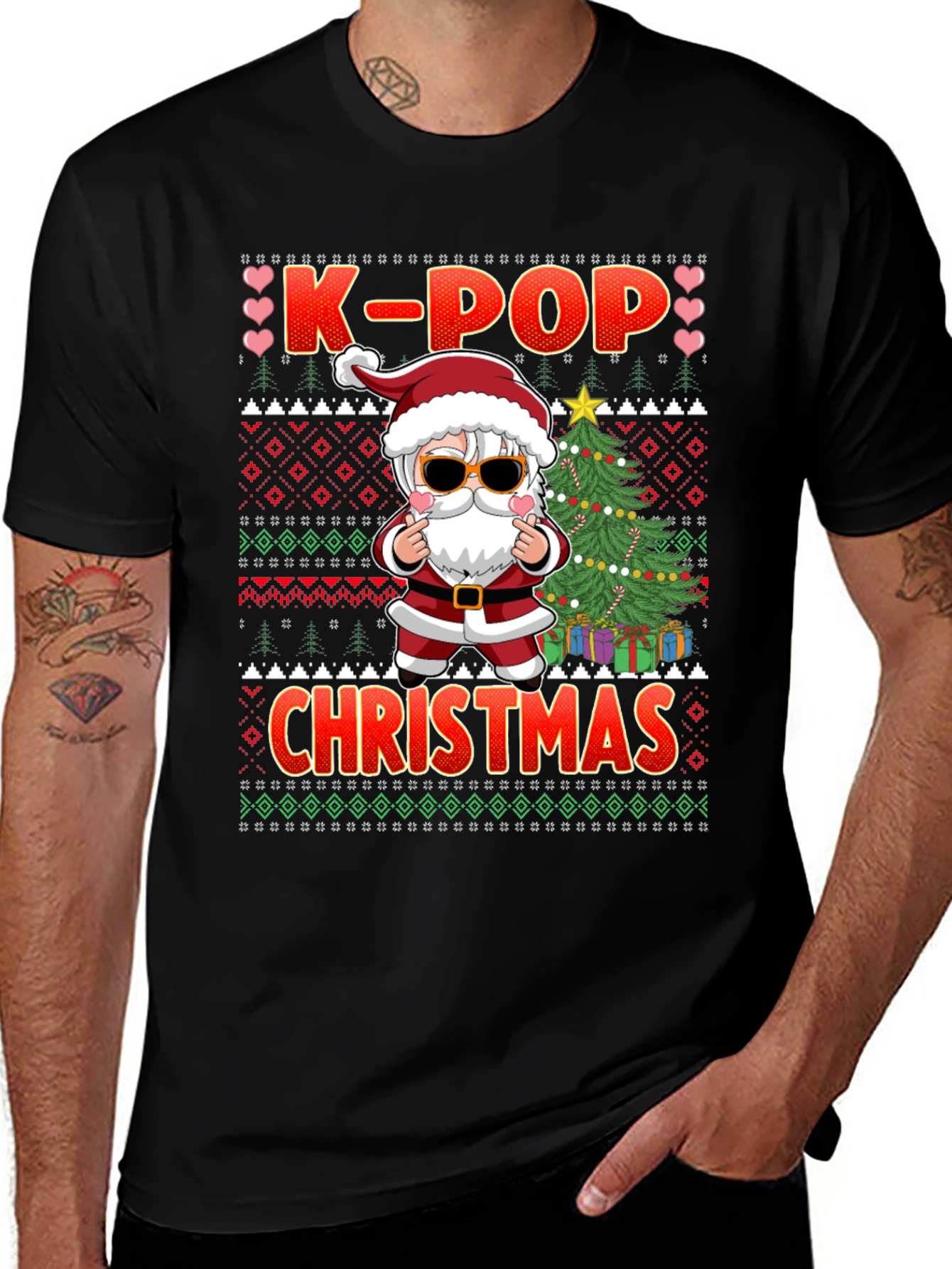 K-Pop Christmas Santa Graphic Tee