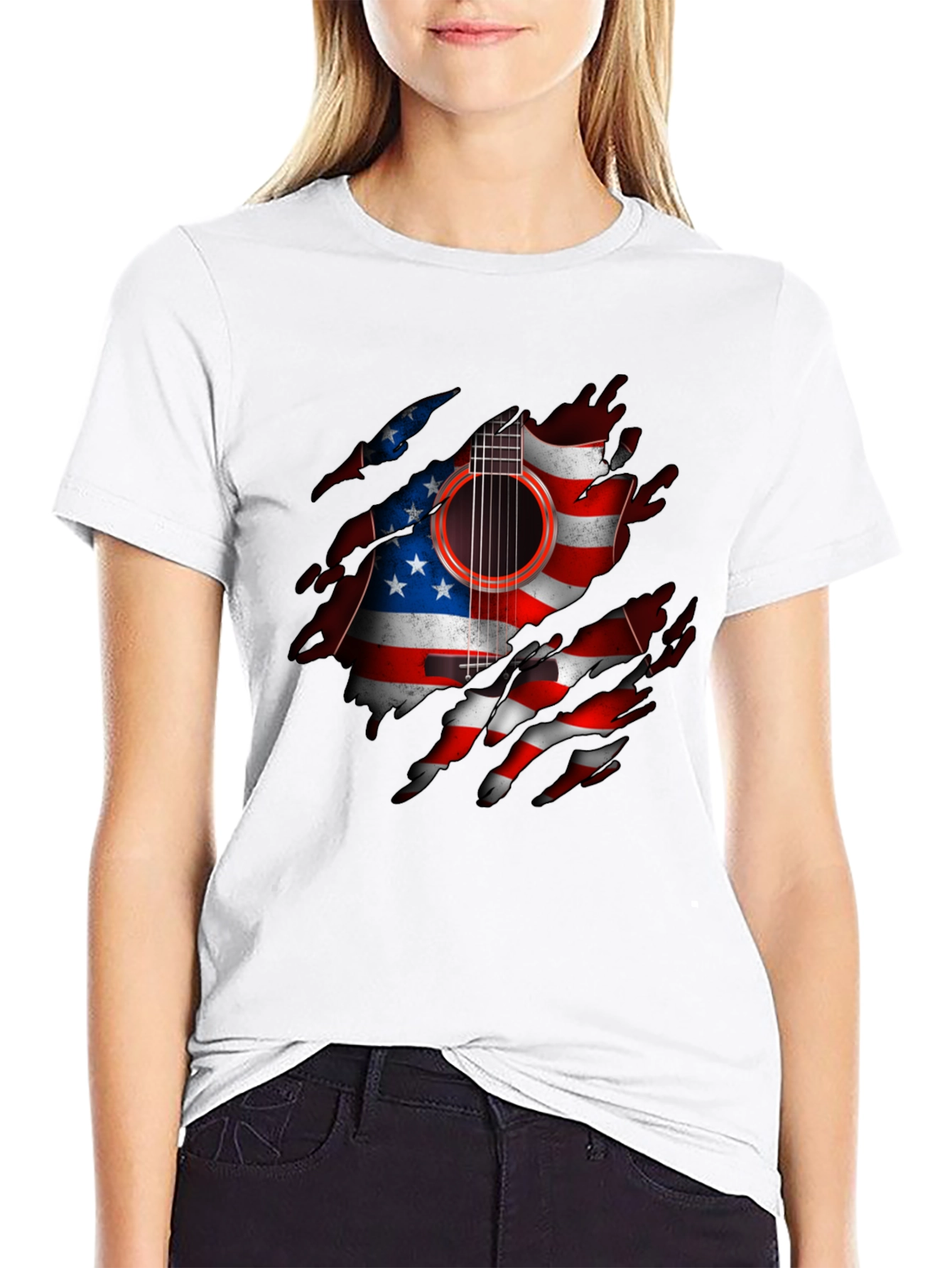 American Flag Guitar Graphic Tee