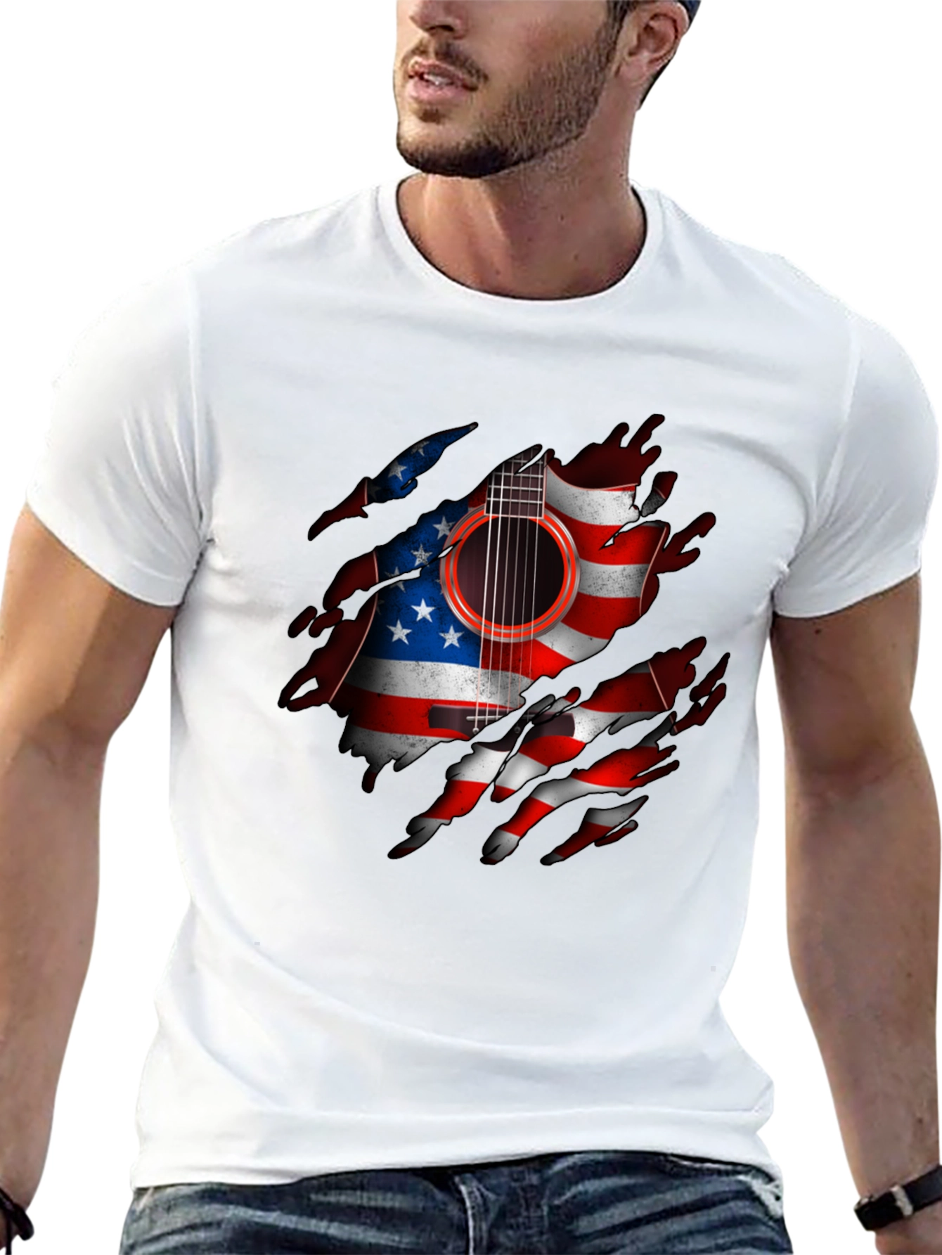 American Flag Guitar Graphic Tee