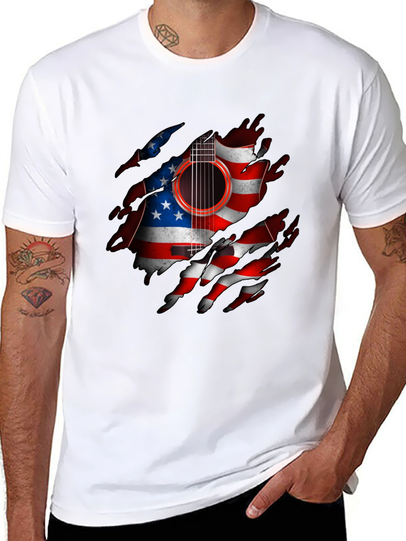 American Flag Guitar Graphic Tee