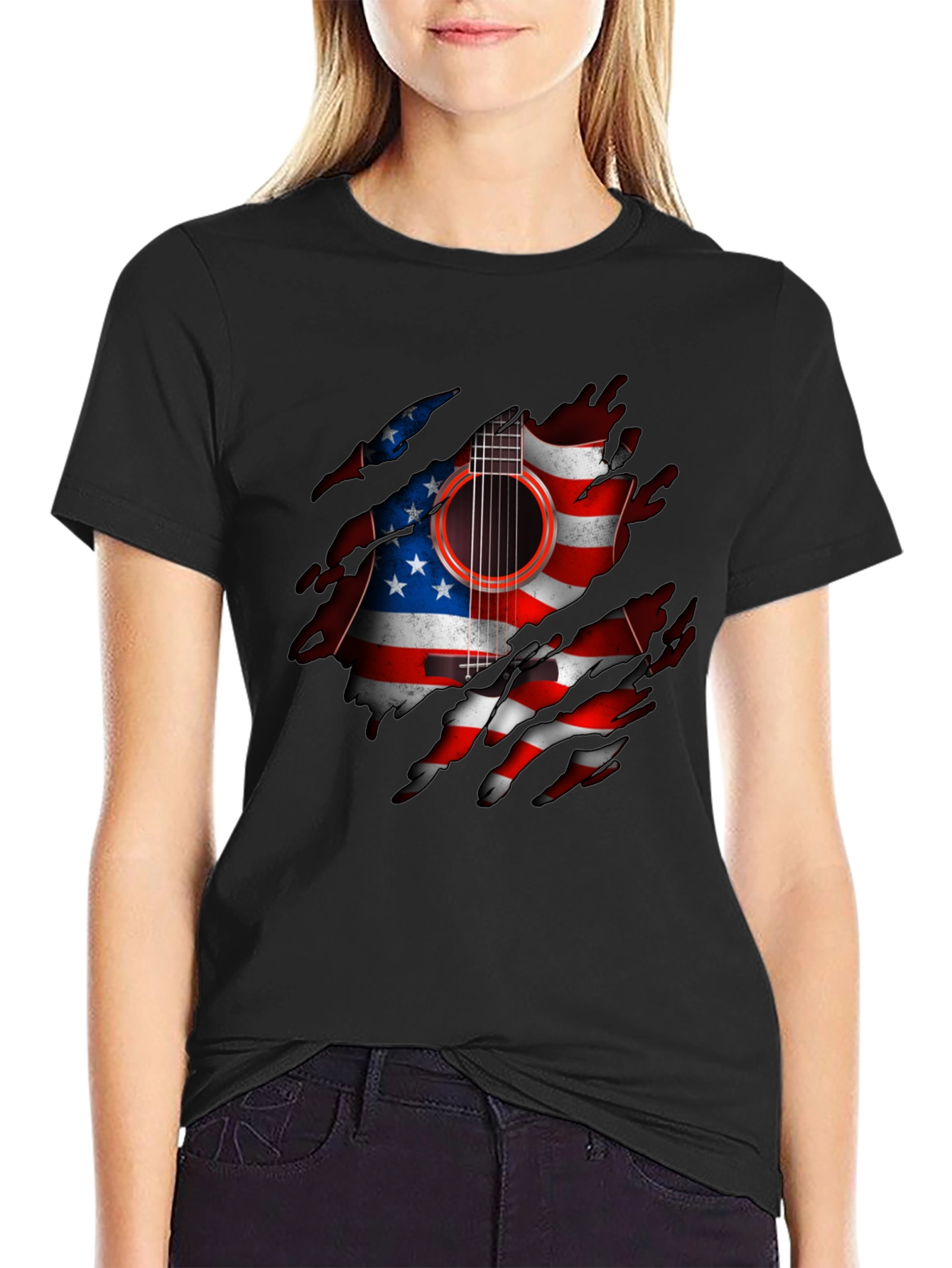 American Flag Guitar Graphic Tee