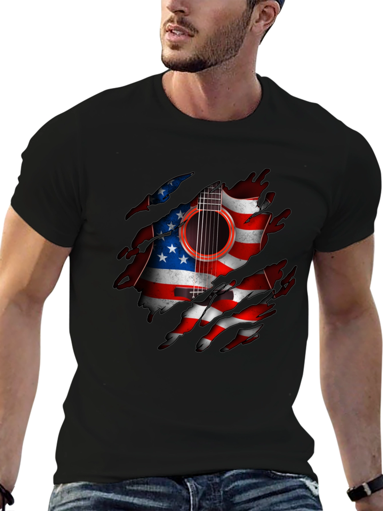 American Flag Guitar Graphic Tee