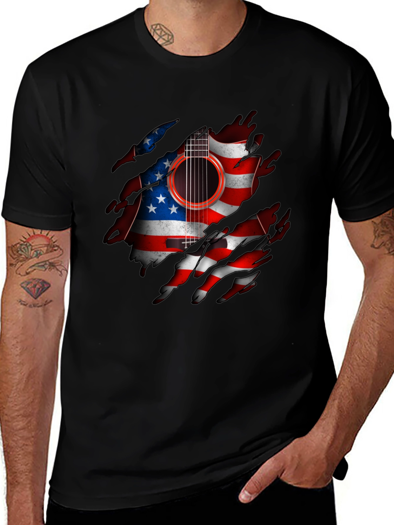 American Flag Guitar Graphic Tee