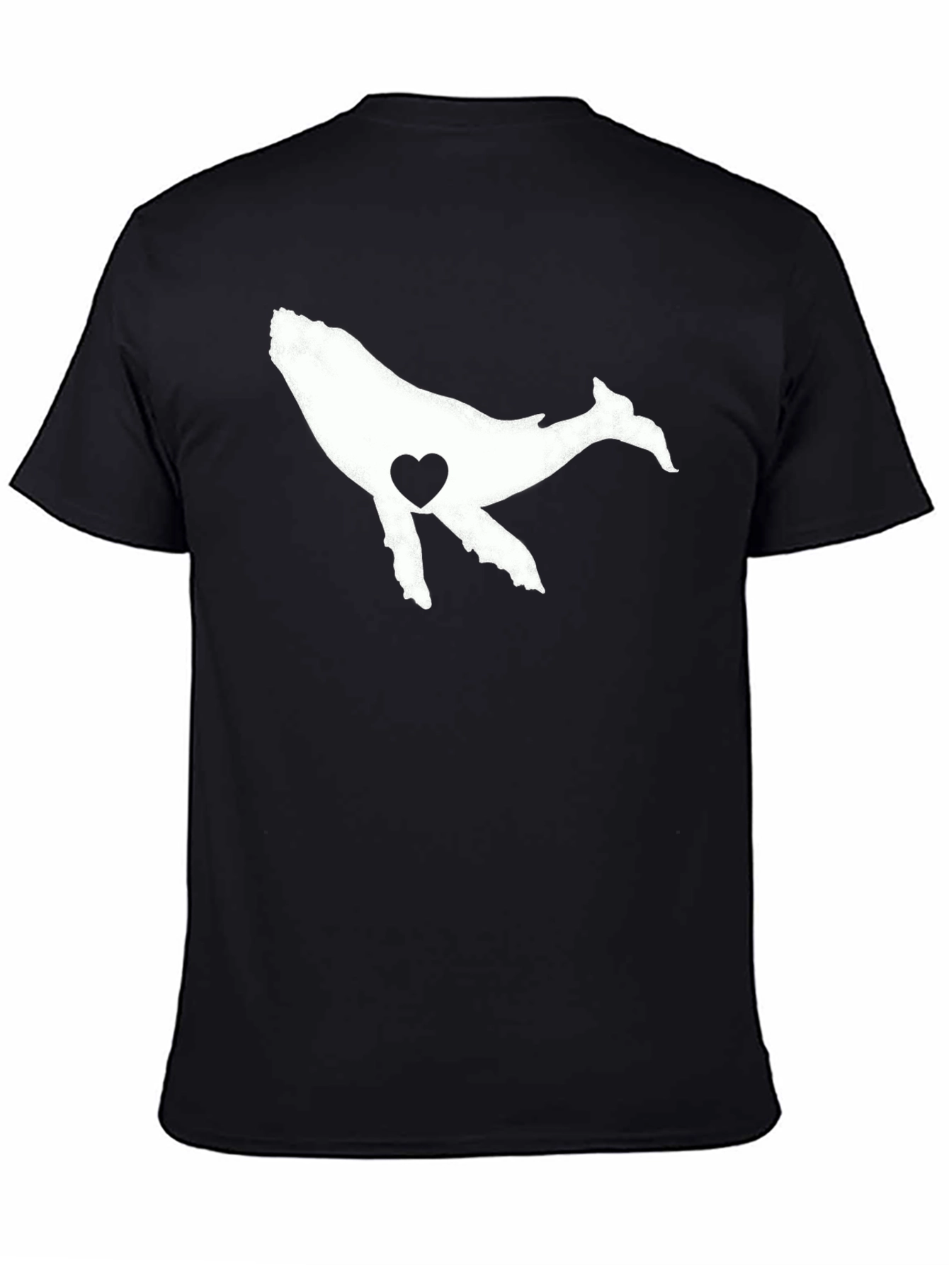 Whale Heart Graphic Tee - Black Casual T-Shirt