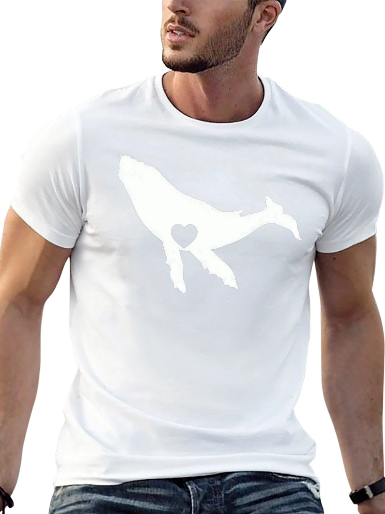 Whale Heart Graphic Tee - Black Casual T-Shirt